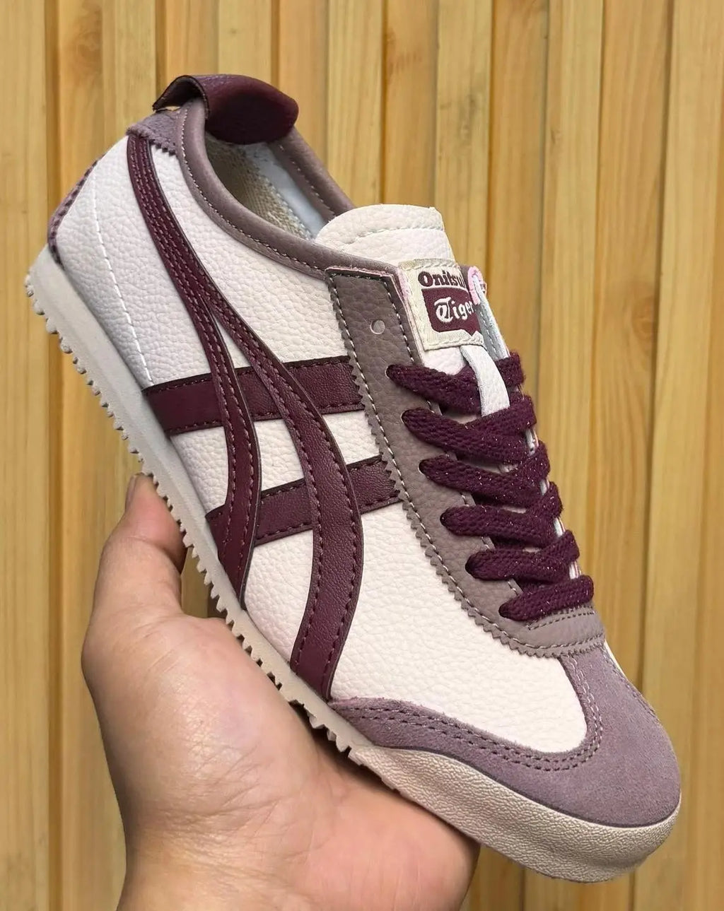Onitsuka Tiger Mexico 66 Beige Burgundy  Mens 7A Premium Sneakers D-2038