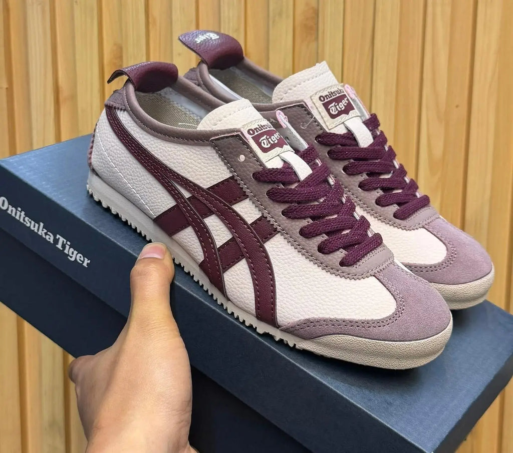 Onitsuka Tiger Mexico 66 Beige Burgundy  Mens 7A Premium Sneakers D-2038