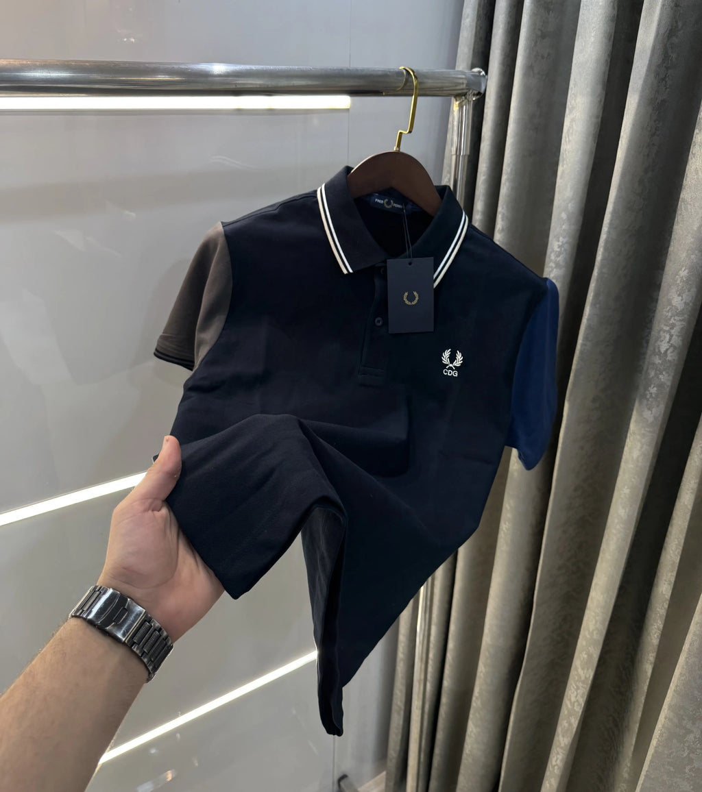 Fredperry Navy Blue Embroidery Logo Premium Polo T-Shirt