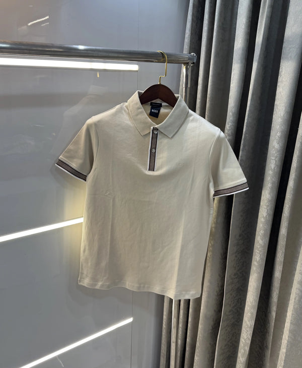 Hugo Boss Cream Logo Work Premium Polo T-shirt