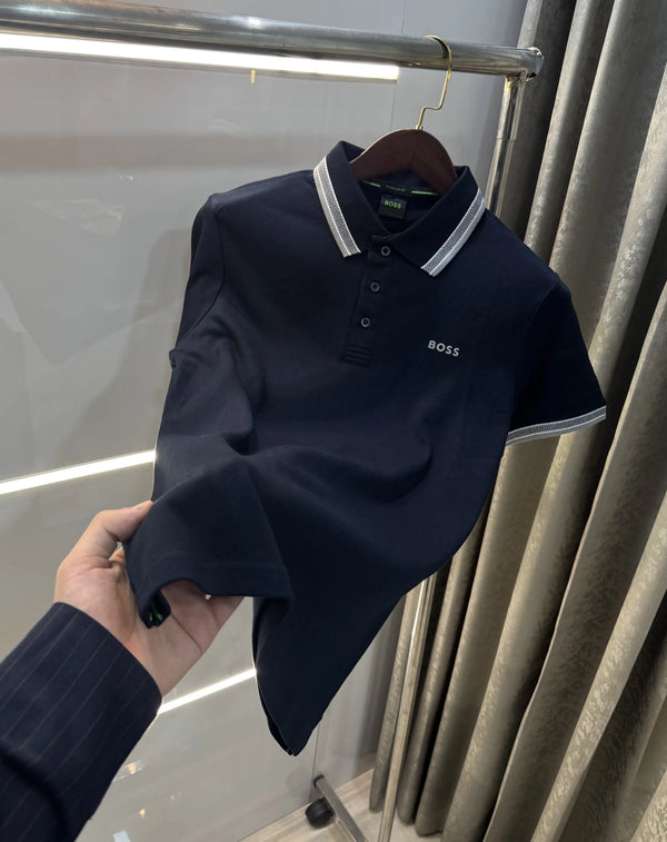 Hugo Boss Navy Blue Logo Work Premium Polo T-shirt