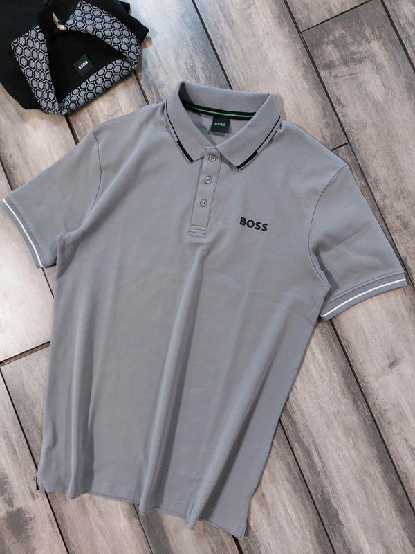 Hugo Boss Grey Logo Work Premium Polo T-shirt