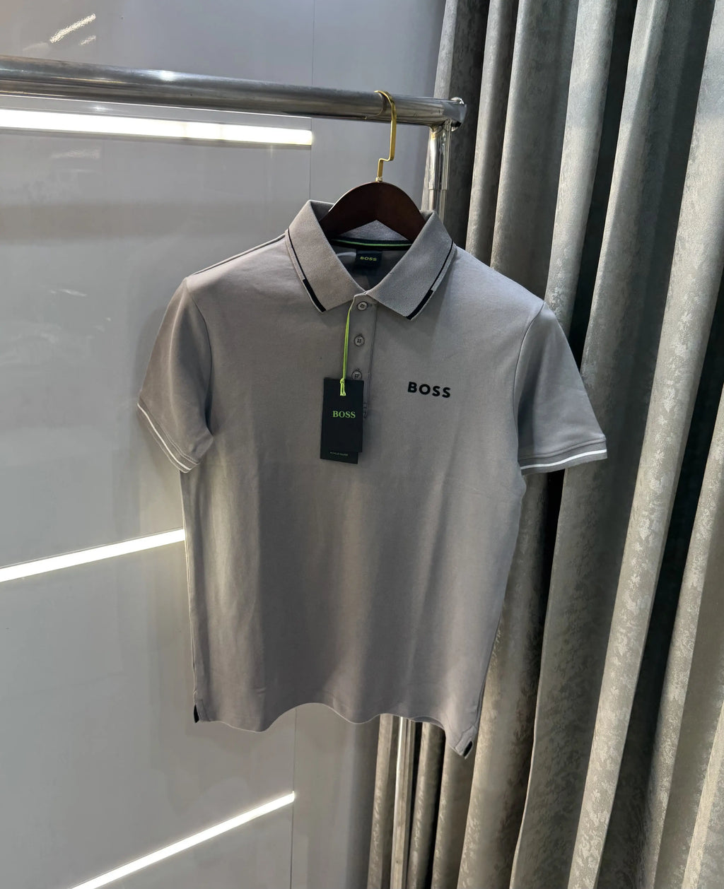 Hugo Boss Grey Logo Work Premium Polo T-shirt