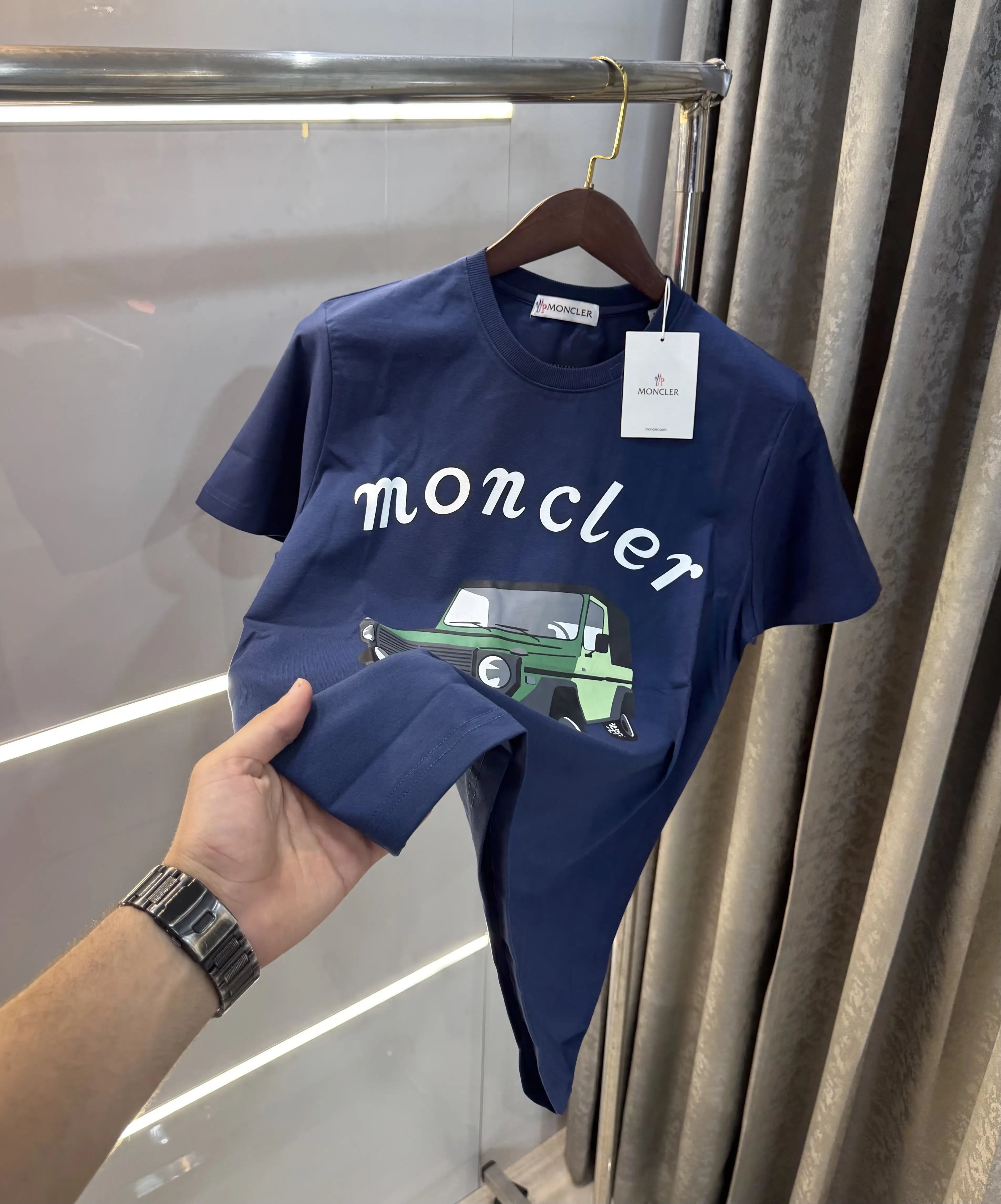 Moncler Blue Logo Work Imported T-Shirt Main image