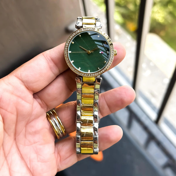 TOMMY_LADIES_GOLD_TT_GREEN
