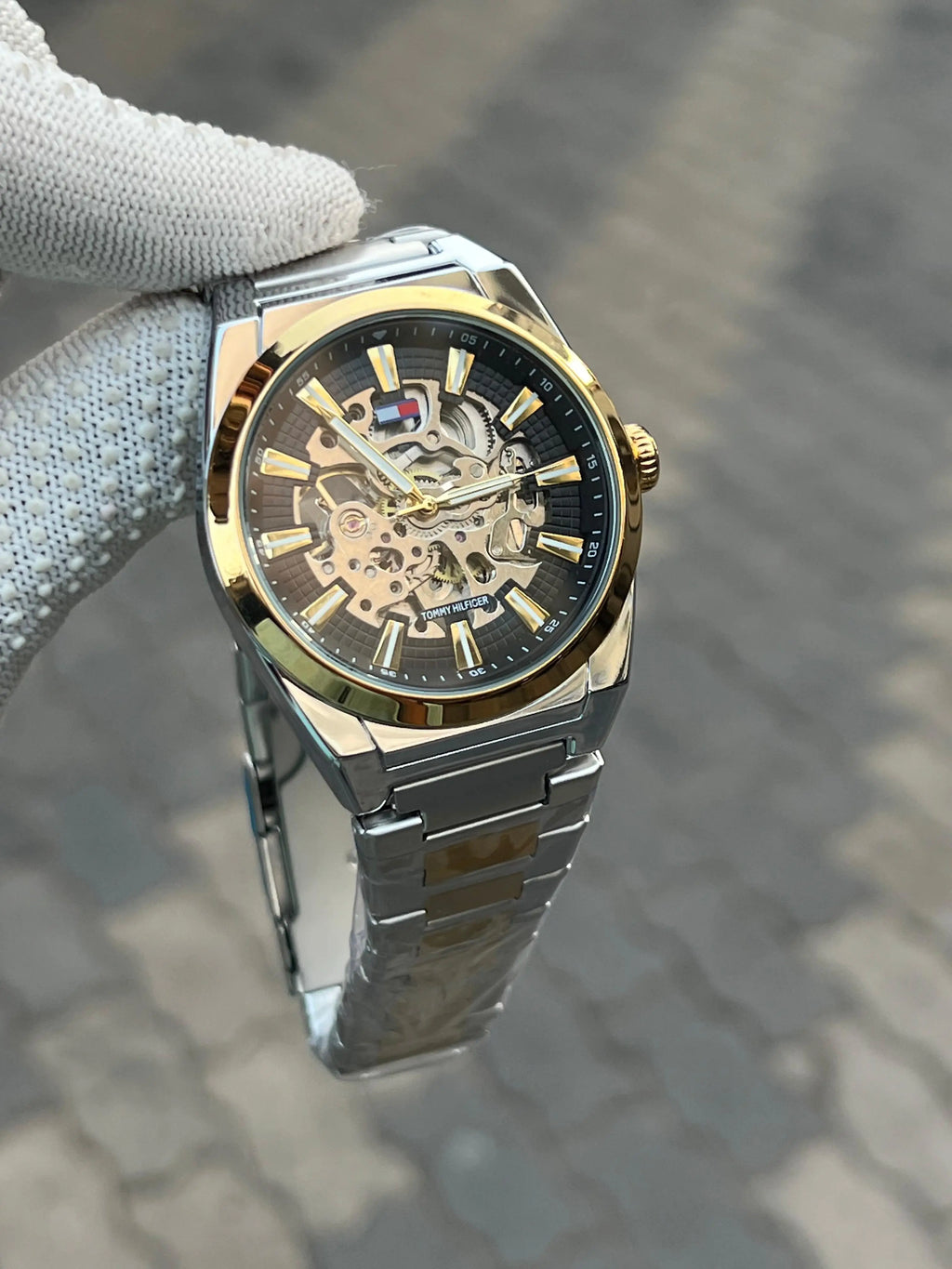 Tomm_y Hilfiger Chain Automatic Two Tone Black