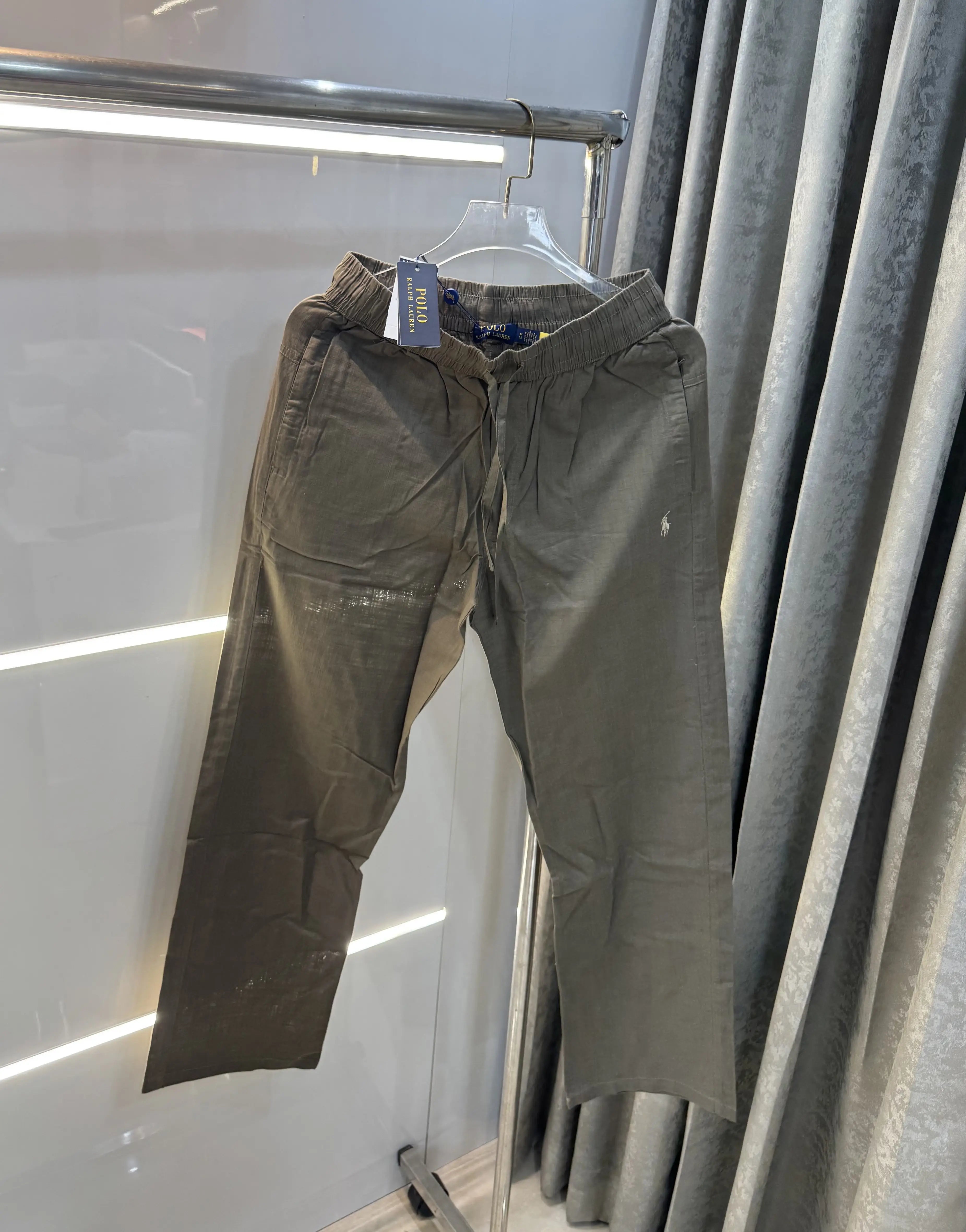 Ralph Lauren Olive Premium Linen Trouser Main image