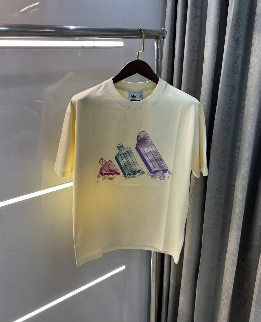 Adidas Cream Logo Print Imported Oversized T-Shirt