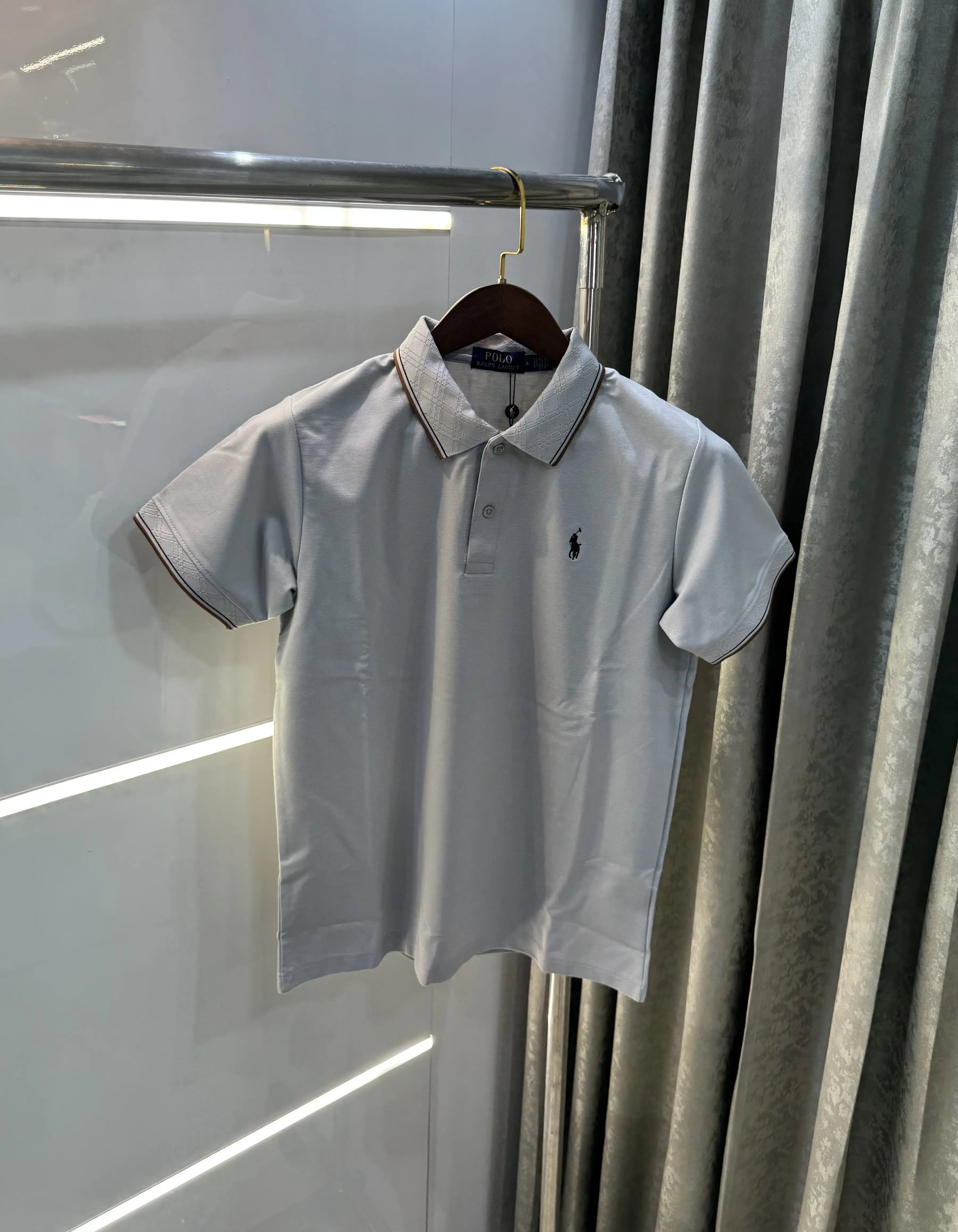 Ralph Lauren Grey Embroidery Logo Premium Polo T-shirt With Box Packing Main image