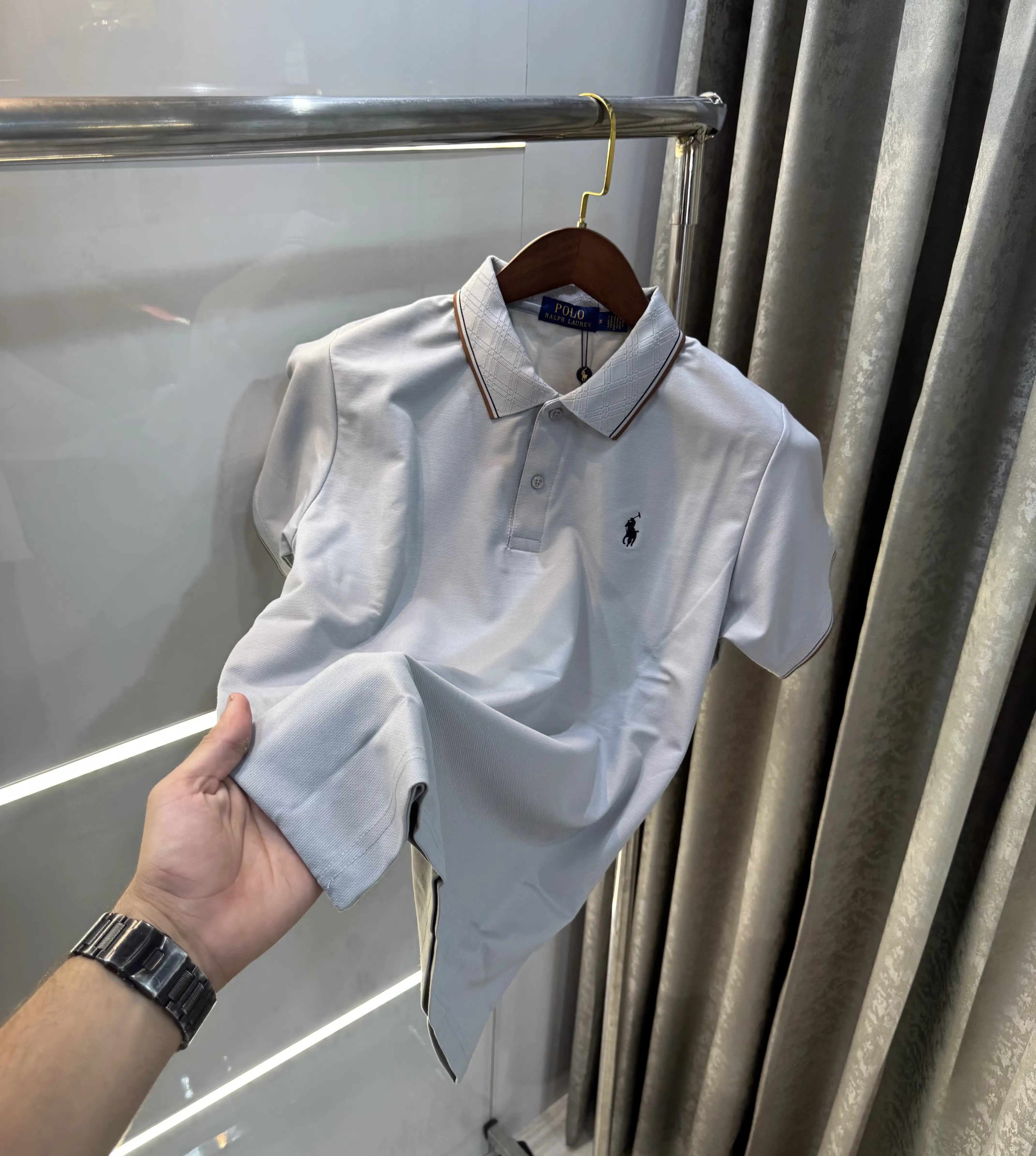 Ralph Lauren Grey Embroidery Logo Premium Polo T-shirt With Box Packing Secondary image