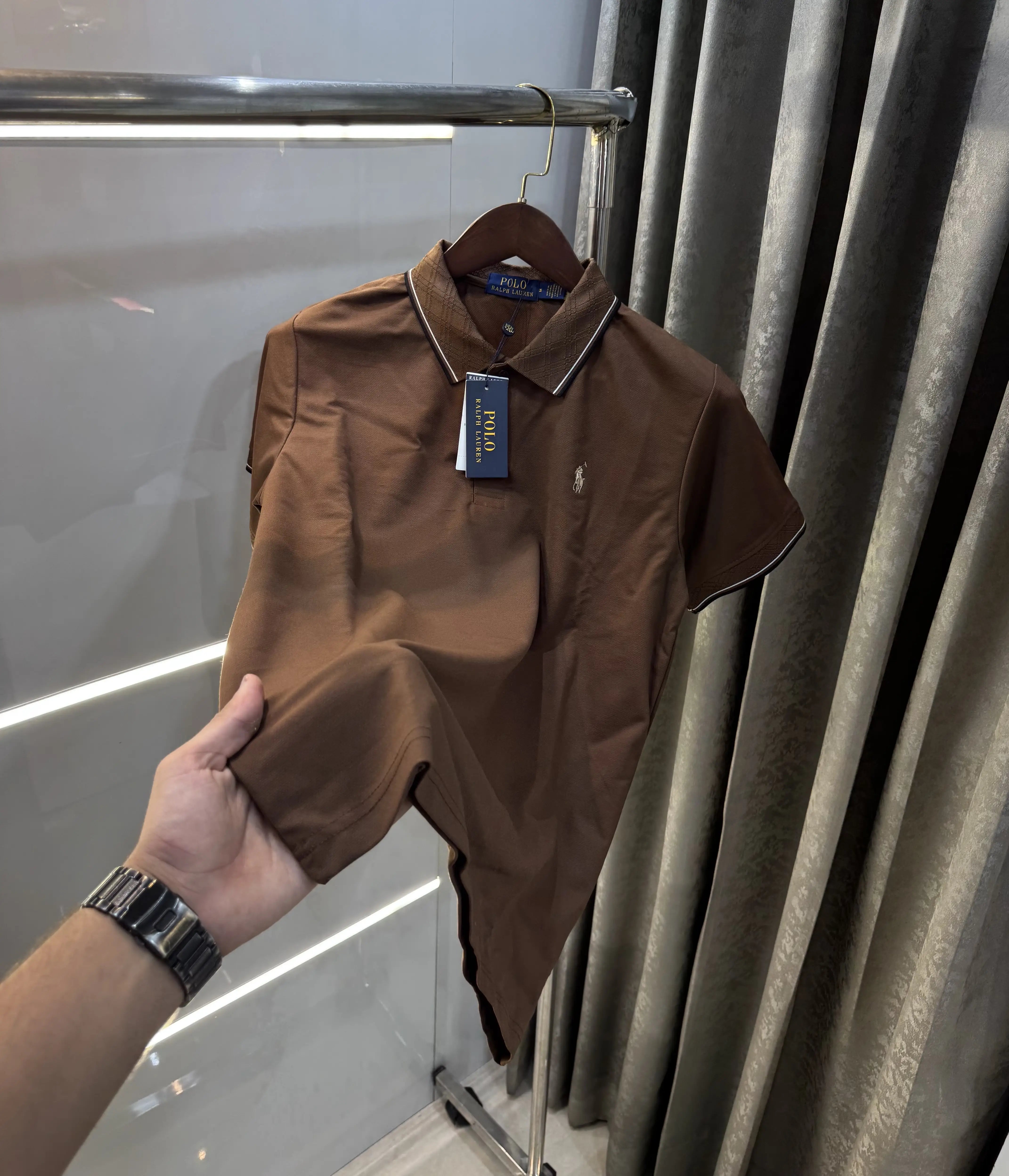 Ralph Lauren Brown Embroidery Logo Premium Polo T-shirt With Box Packing Main image