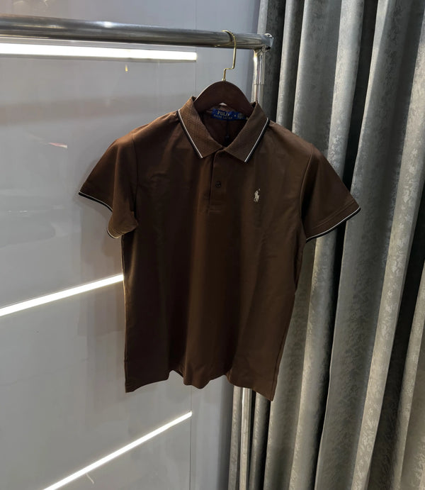 Ralph Lauren Brown Embroidery Logo Premium Polo T-shirt With Box Packing