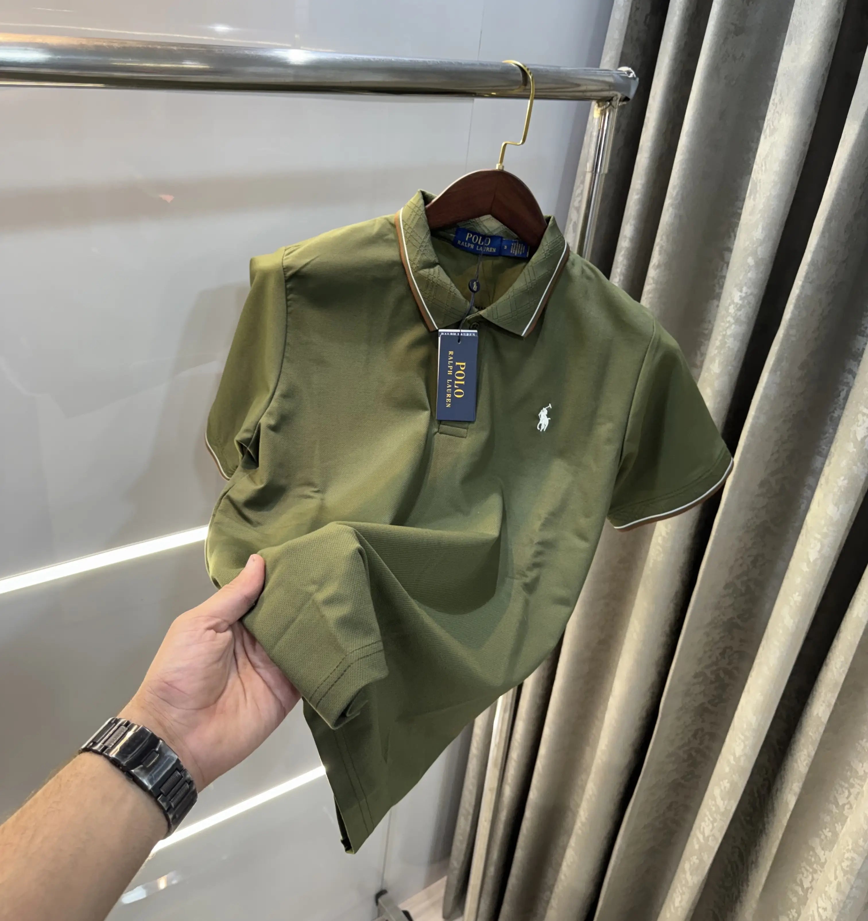 Ralph Lauren Olive Embroidery Logo Premium Polo T-shirt With Box Packing Main image
