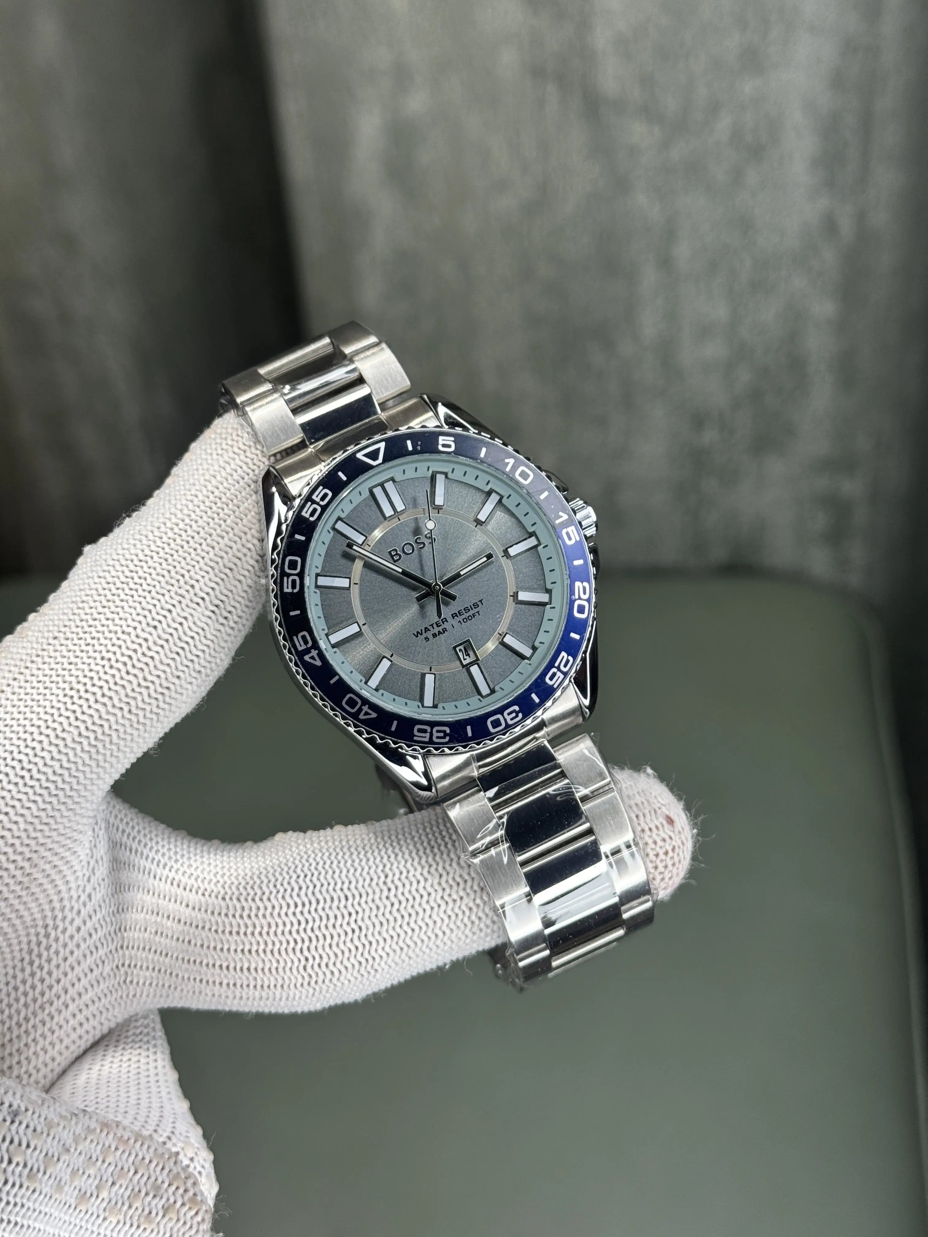 Hugo Boss Runner Silver Blue Premium Watch