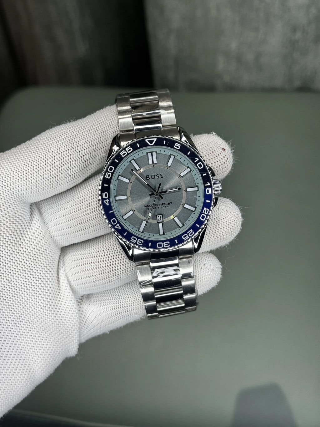 Hugo Boss Runner Silver Blue Premium Watch