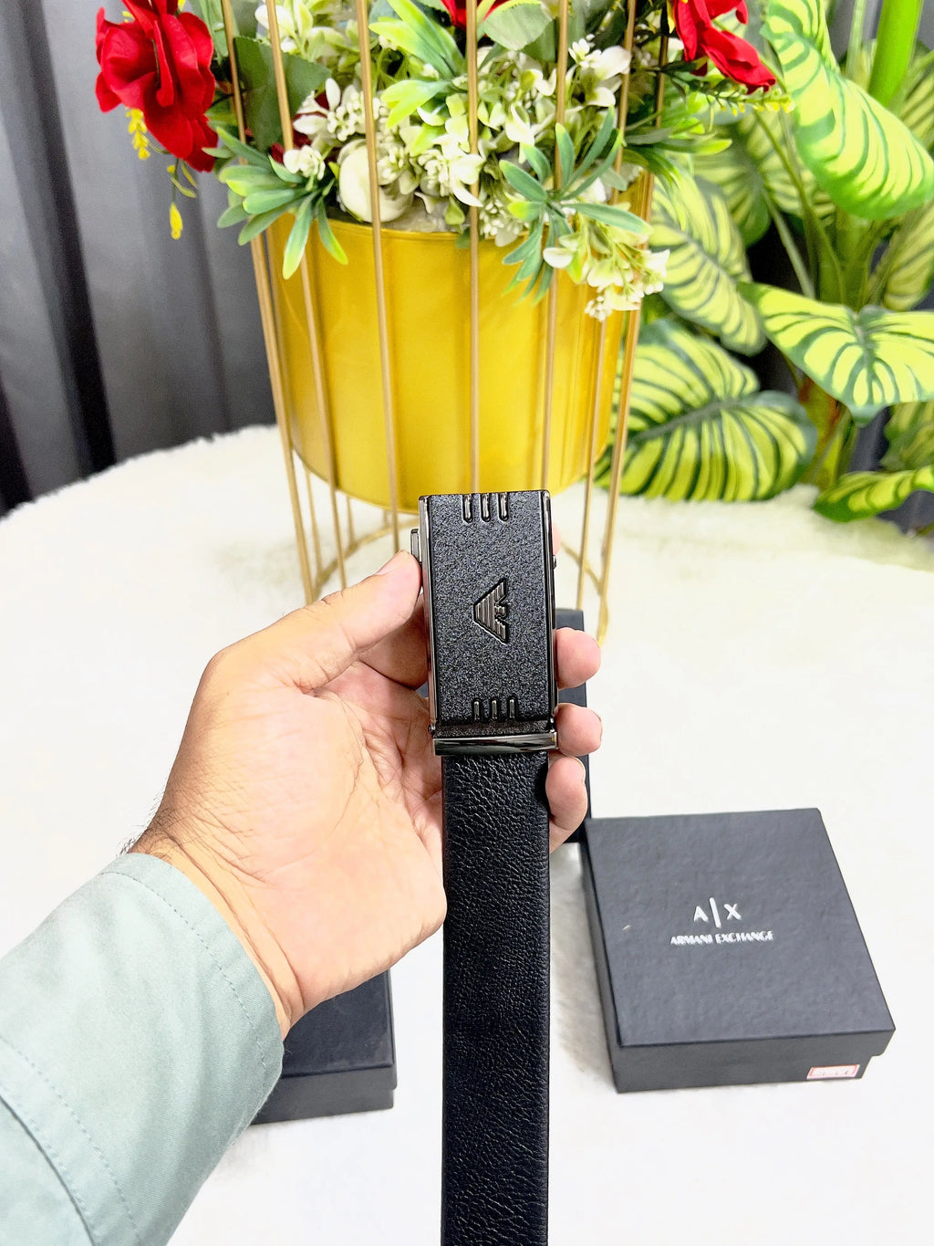 AX ARMANI EXCHANGE PREMIUM QUALITY AUTOLOCK BELT WITH OG BOX AX-518