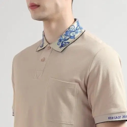Versace Couture Beige Collar Logo Imported Polo T-Shirt Main image