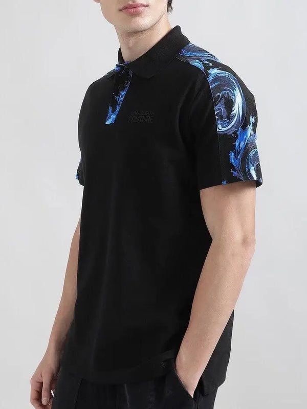 Versace Couture Black Collar Logo Imported Polo T-Shirt