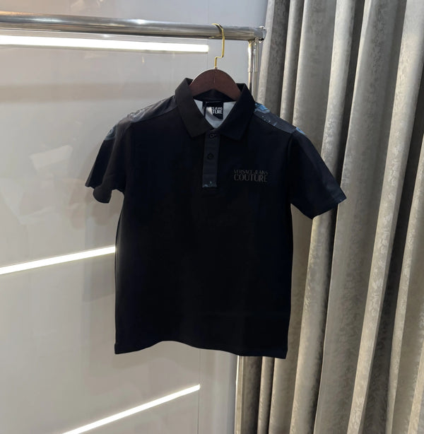 Versace Couture Black Collar Logo Imported Polo T-Shirt