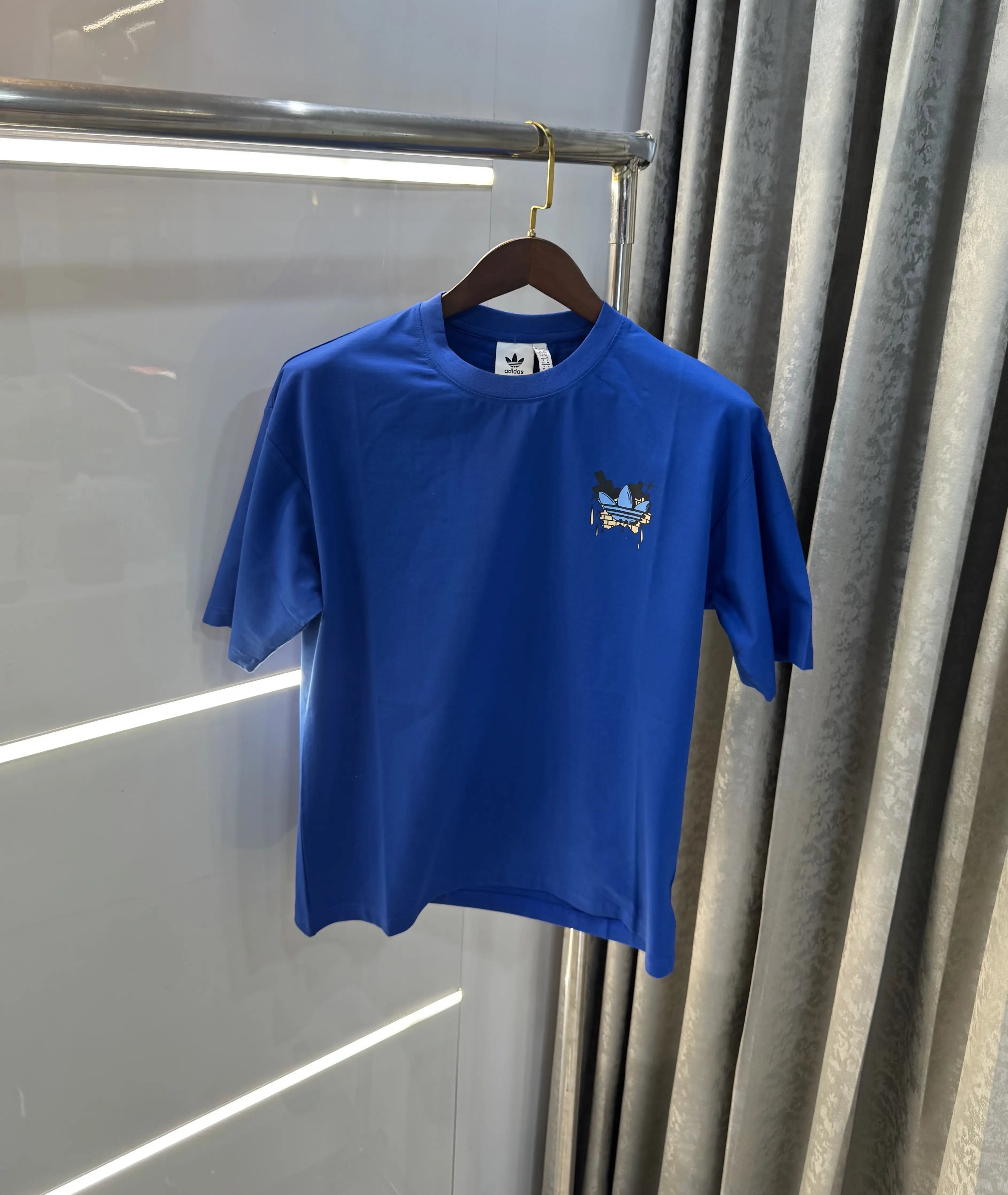 Adidas Blue Logo Print Imported Oversized T-Shirt Main image