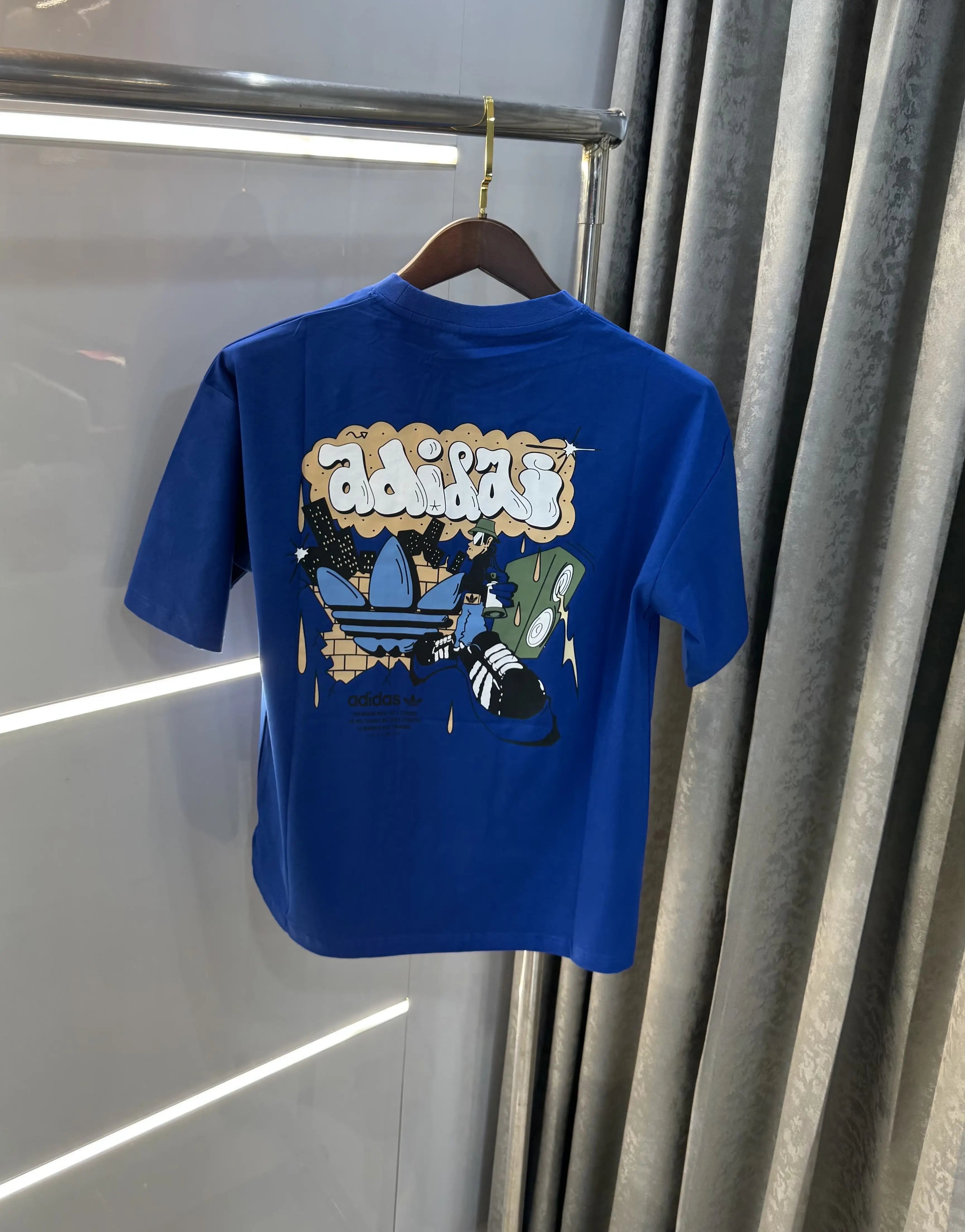 Adidas Blue Logo Print Imported Oversized T-Shirt Secondary image