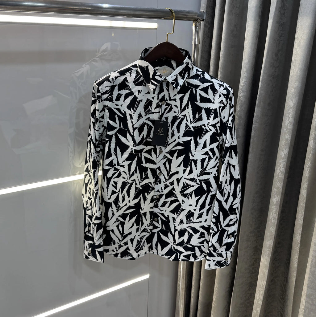Rare Rabbit White Black Design Imported Shirt