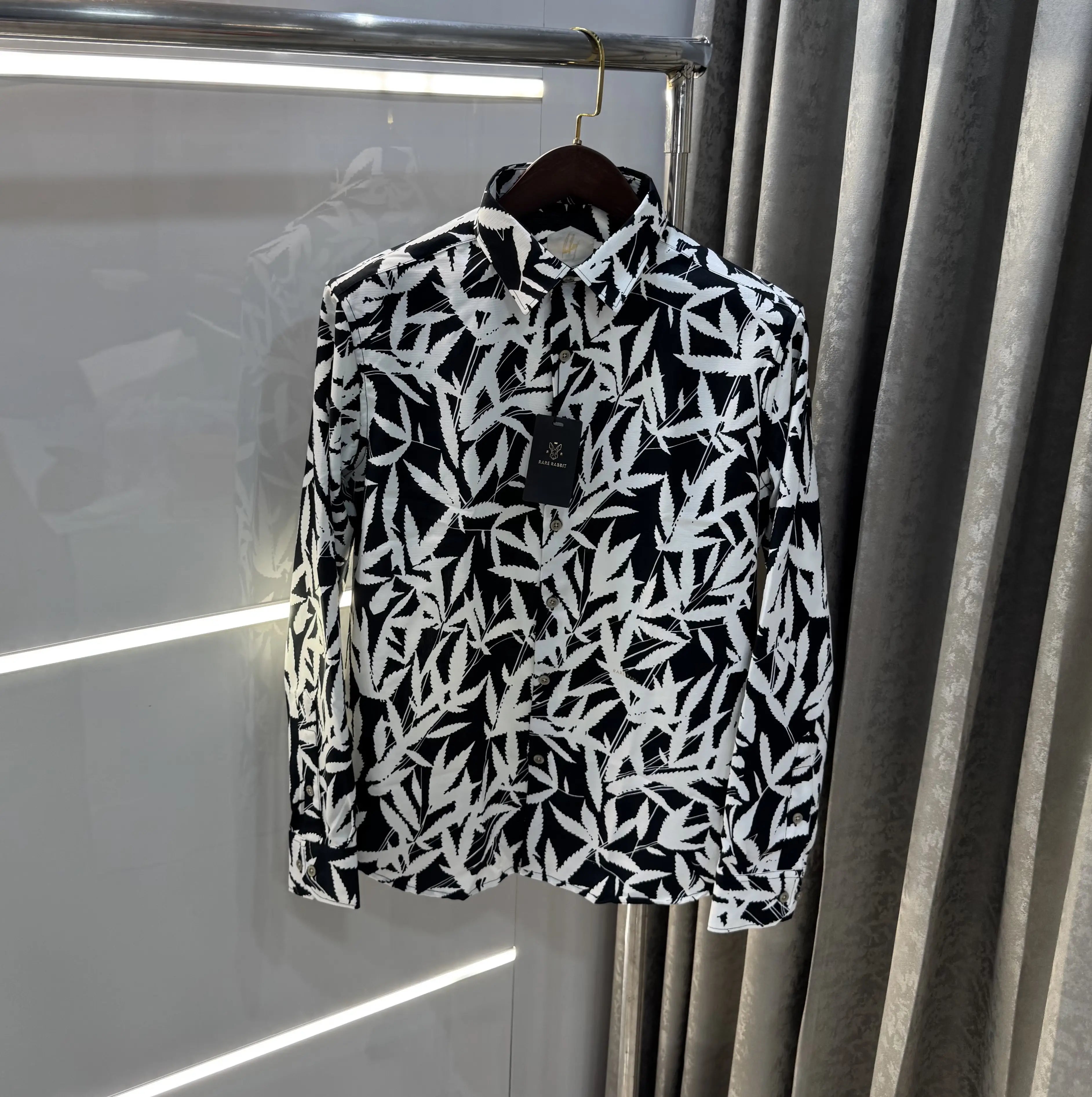 Rare Rabbit White Black Design Imported Shirt