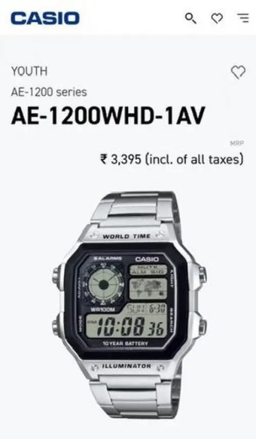 Casio illuminator AE 1200 WHD 1AV