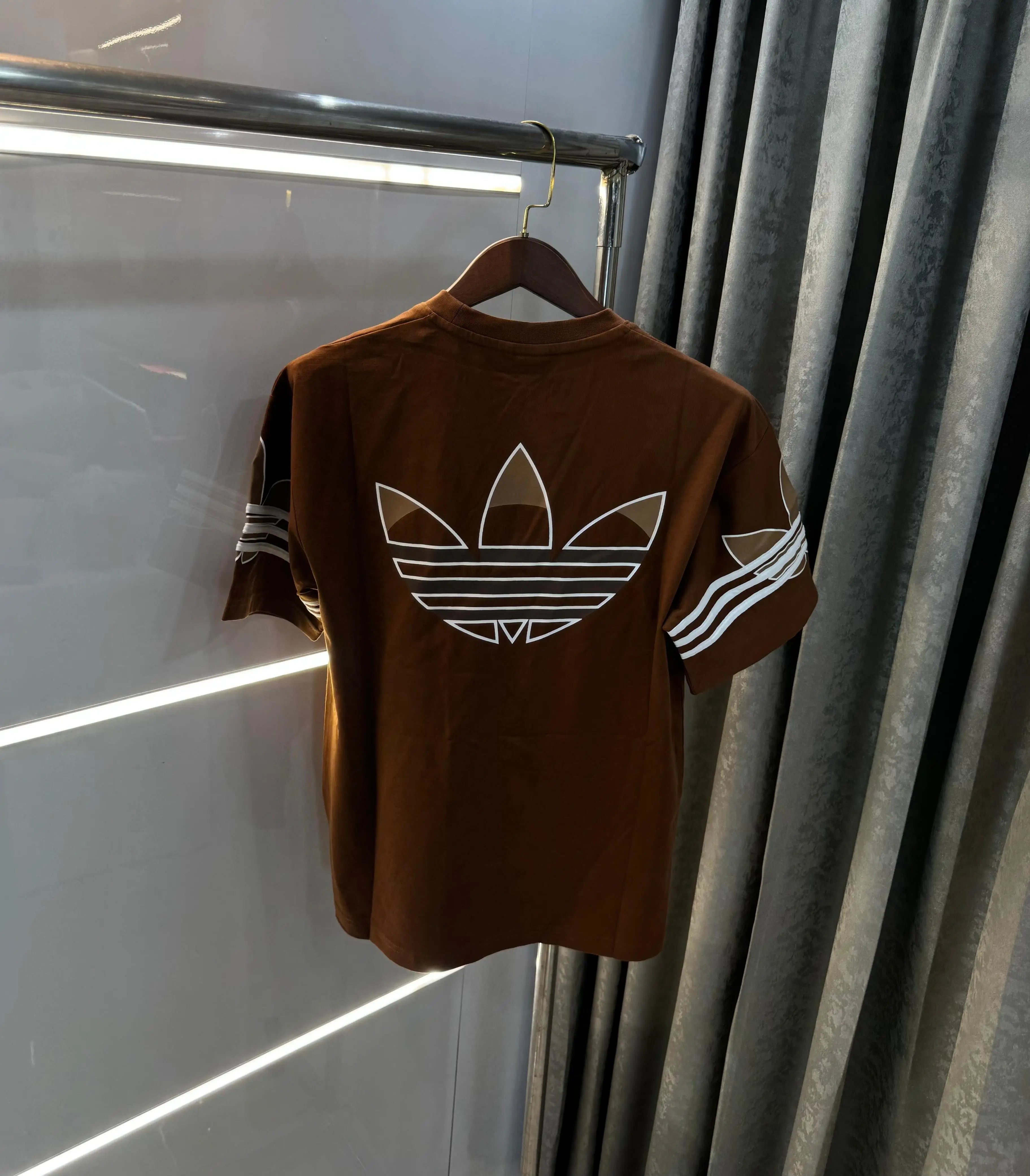 Adidas Brown Logo Print Imported Oversized T-Shirt Main image