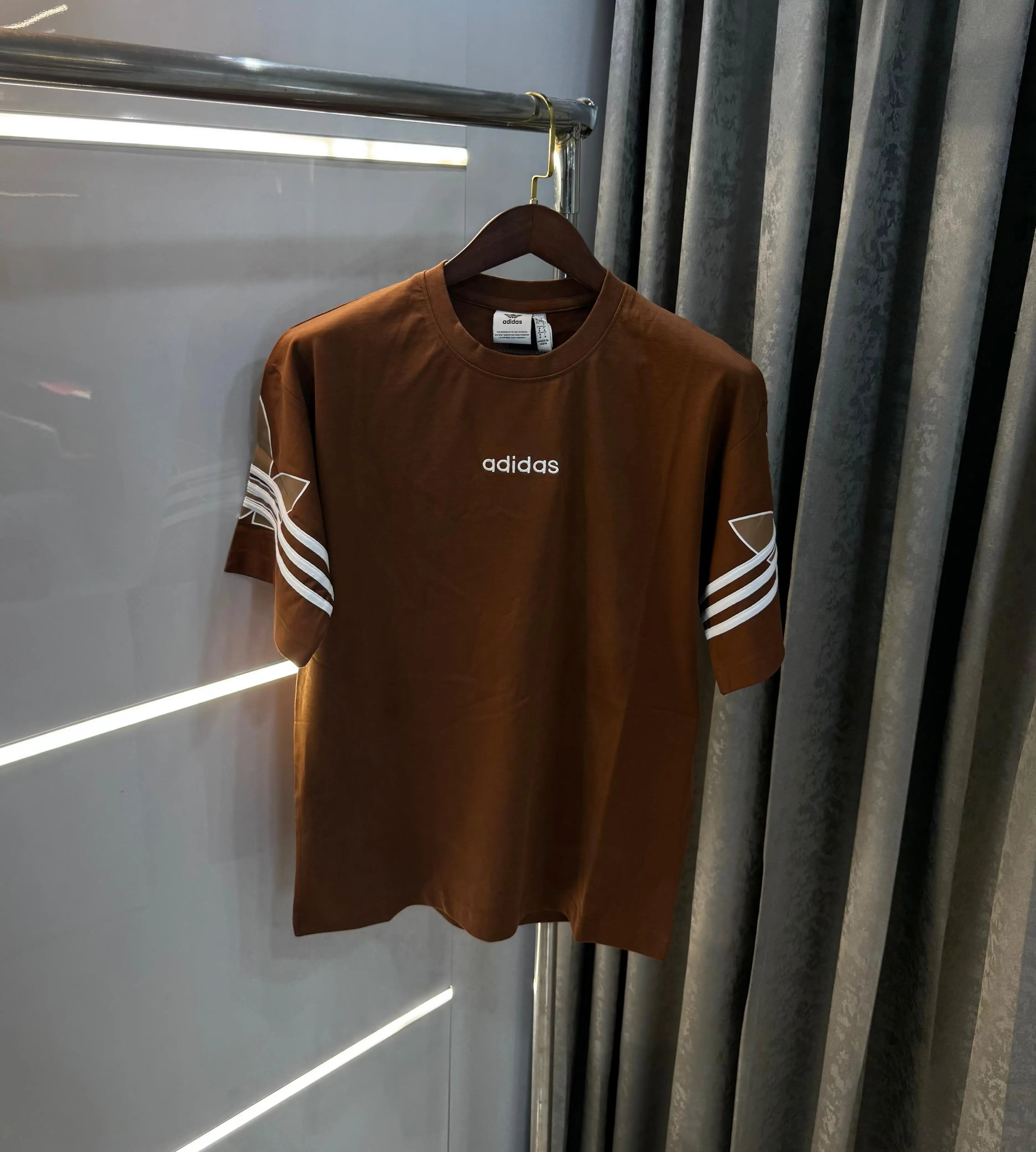 Adidas Brown Logo Print Imported Oversized T-Shirt Secondary image