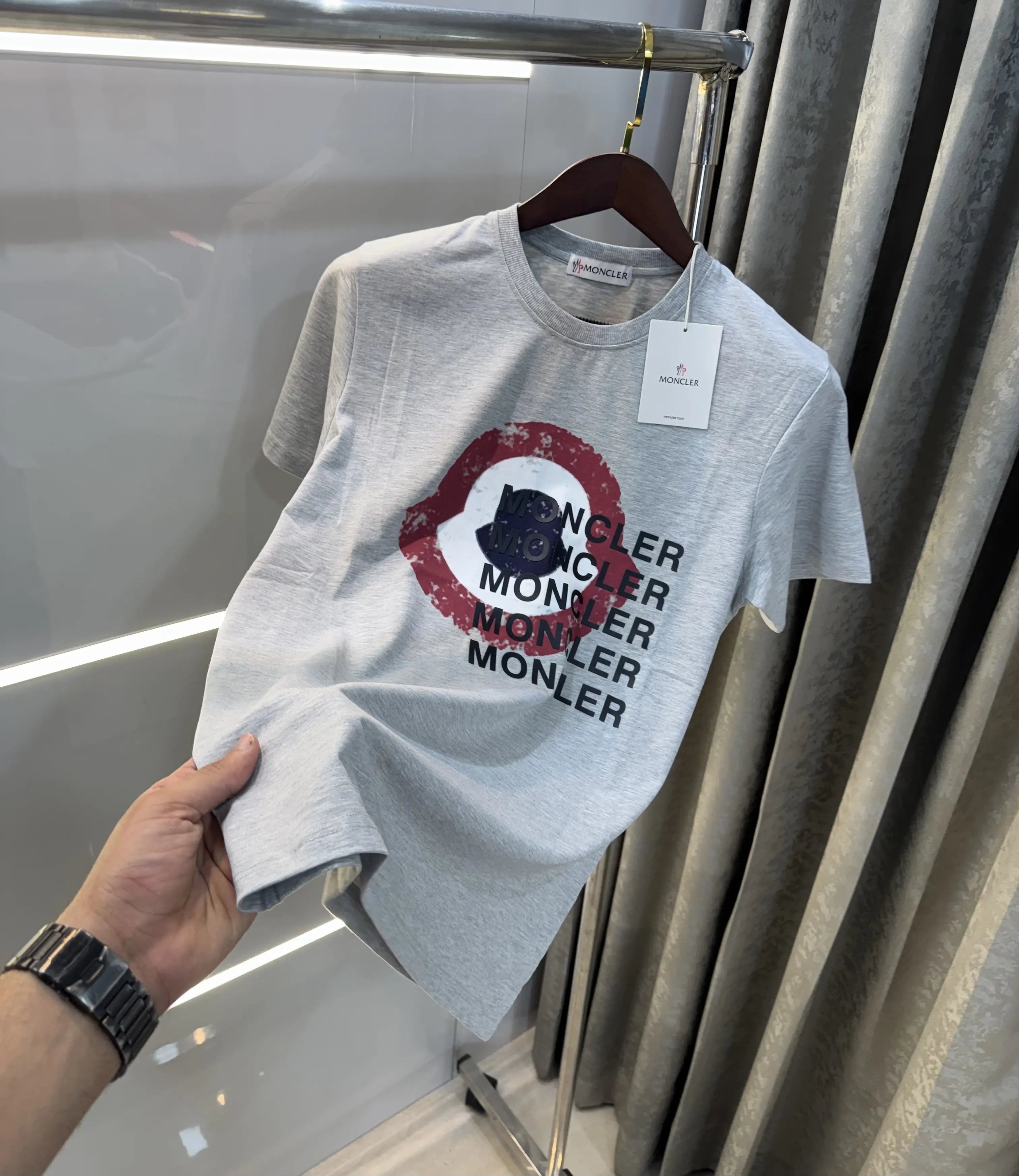 Moncler Grey Logo Work Imported T-Shirt Main image