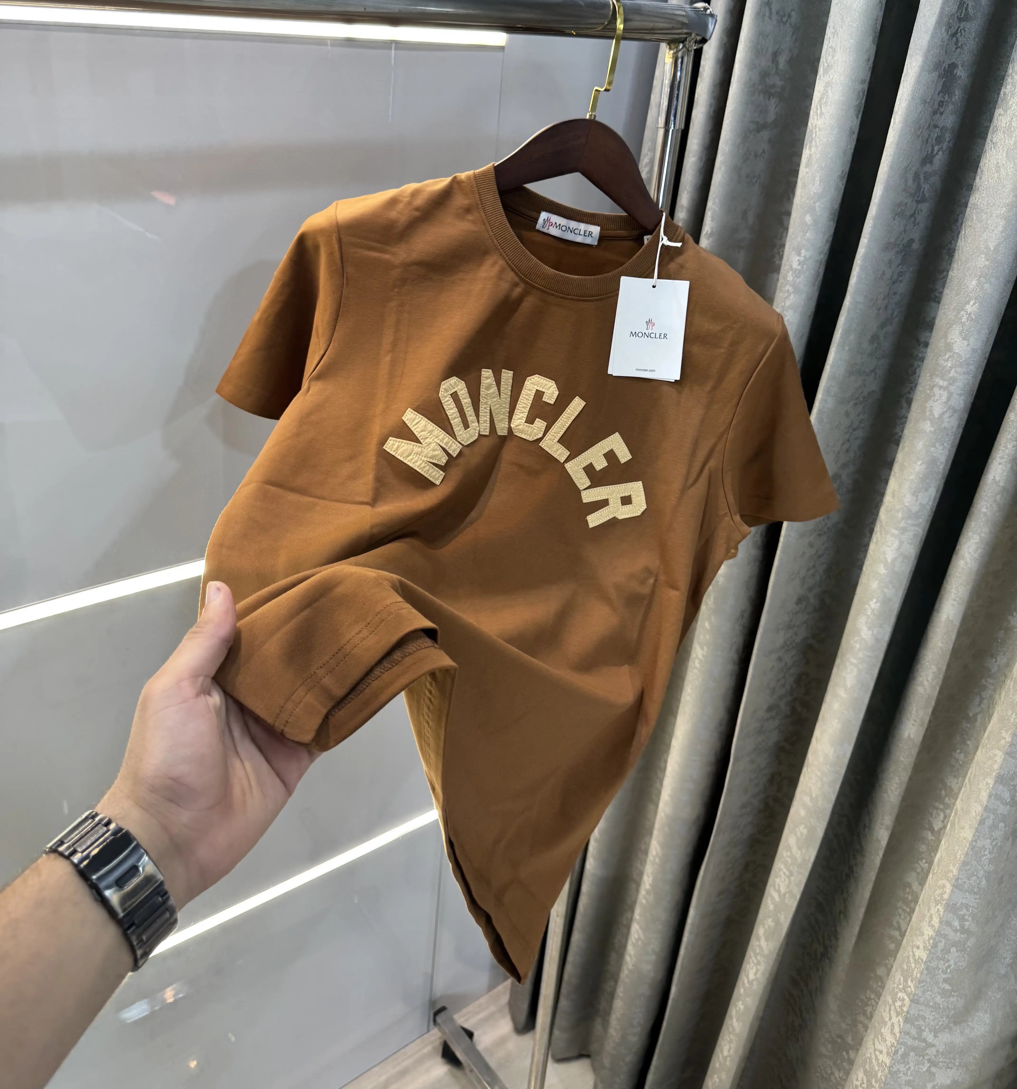 Moncler Brown Logo Work Imported T-Shirt Main image