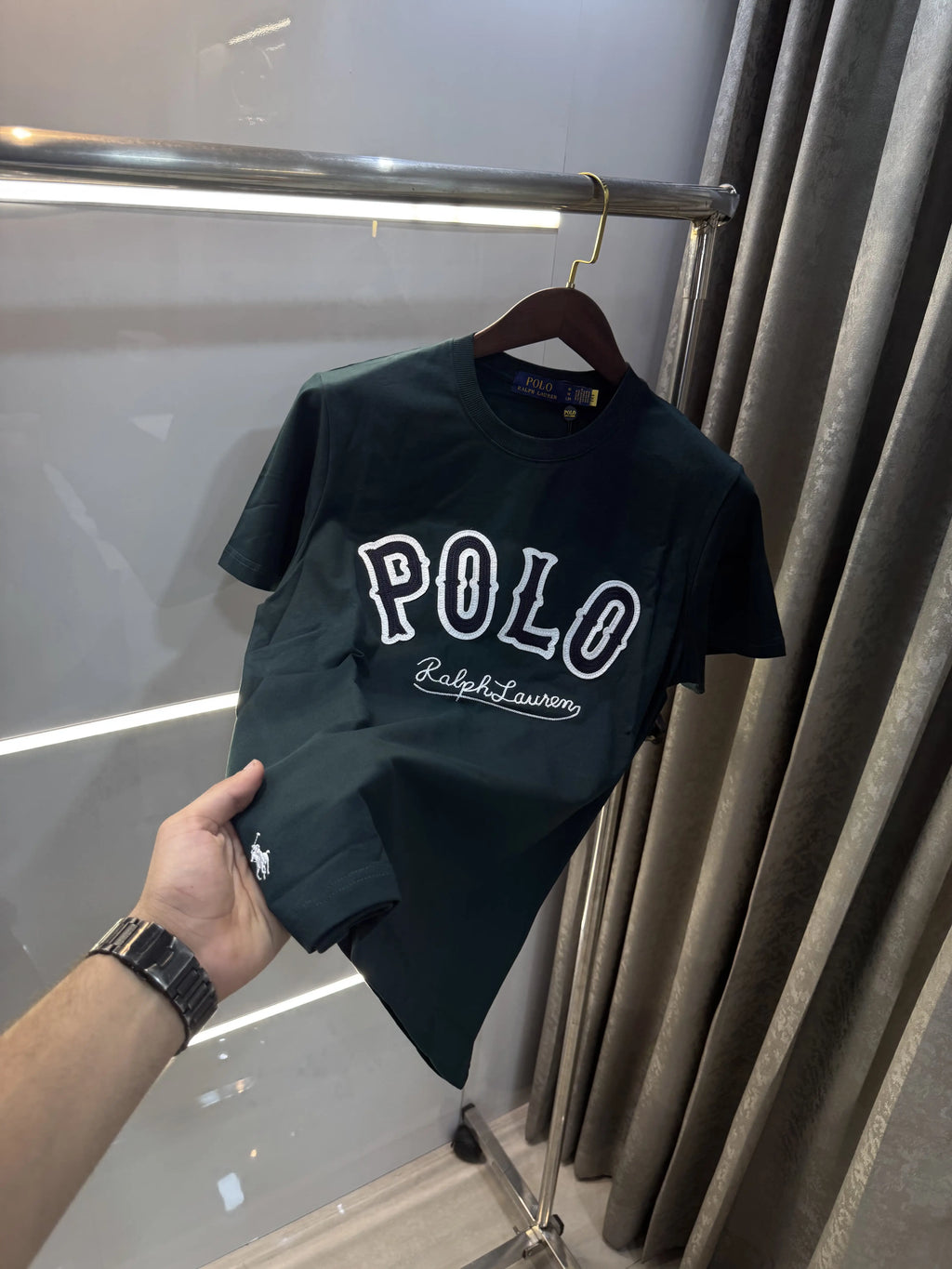 Ralph  Lauren Bottle Green Logo Work Premium T-Shirt