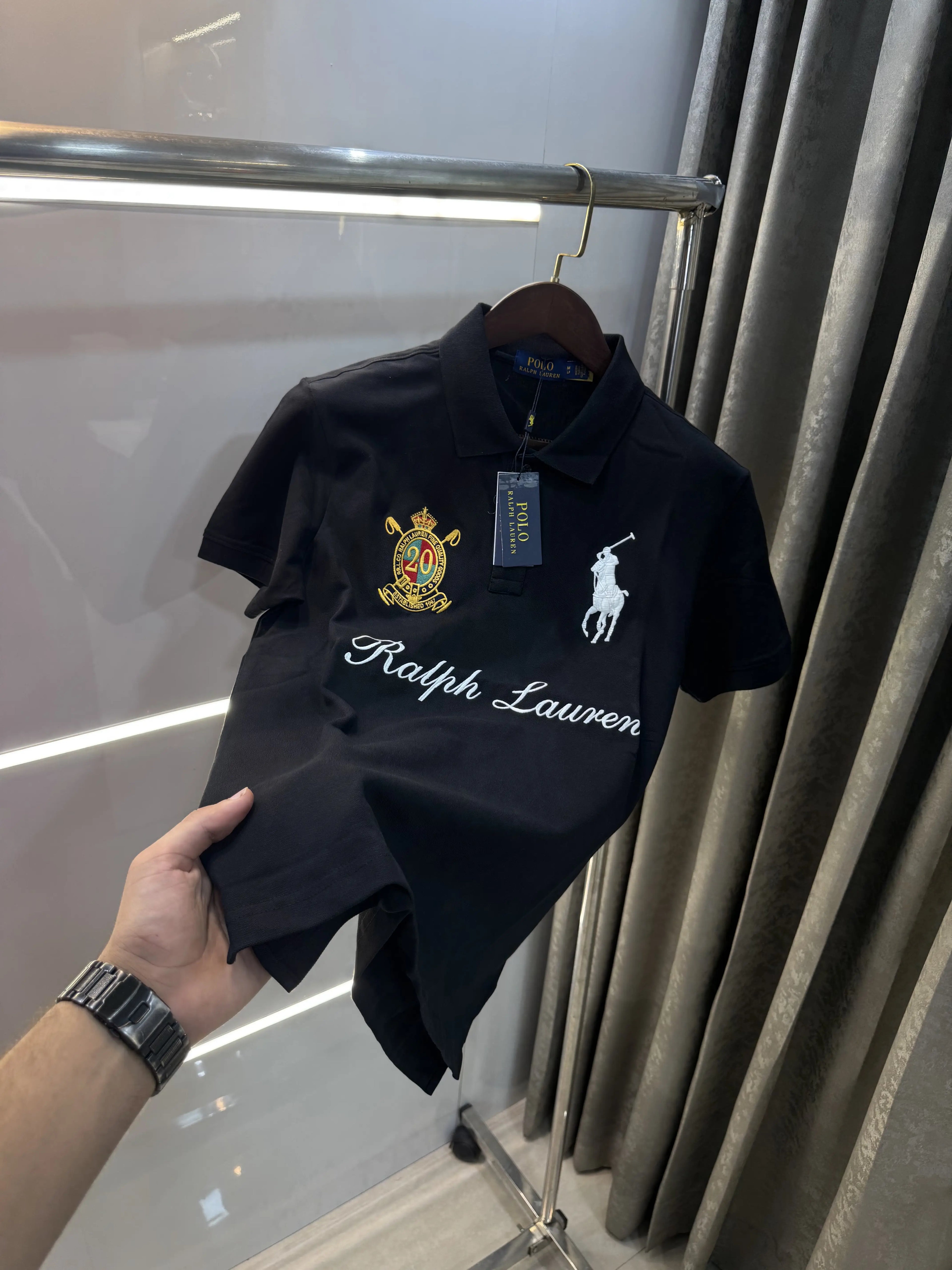 Ralph Lauren Black Logo Work Premium Polo T-shirt