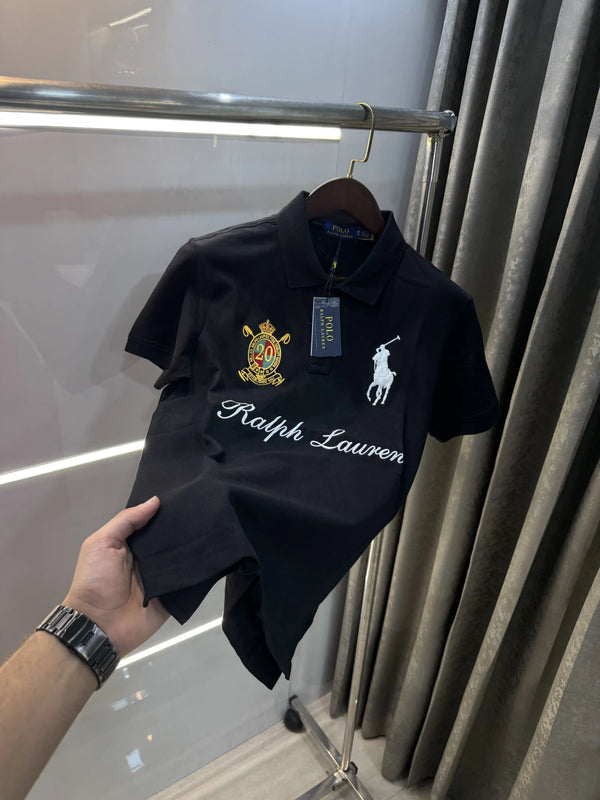 Ralph Lauren Black Logo Work Premium Polo T-shirt