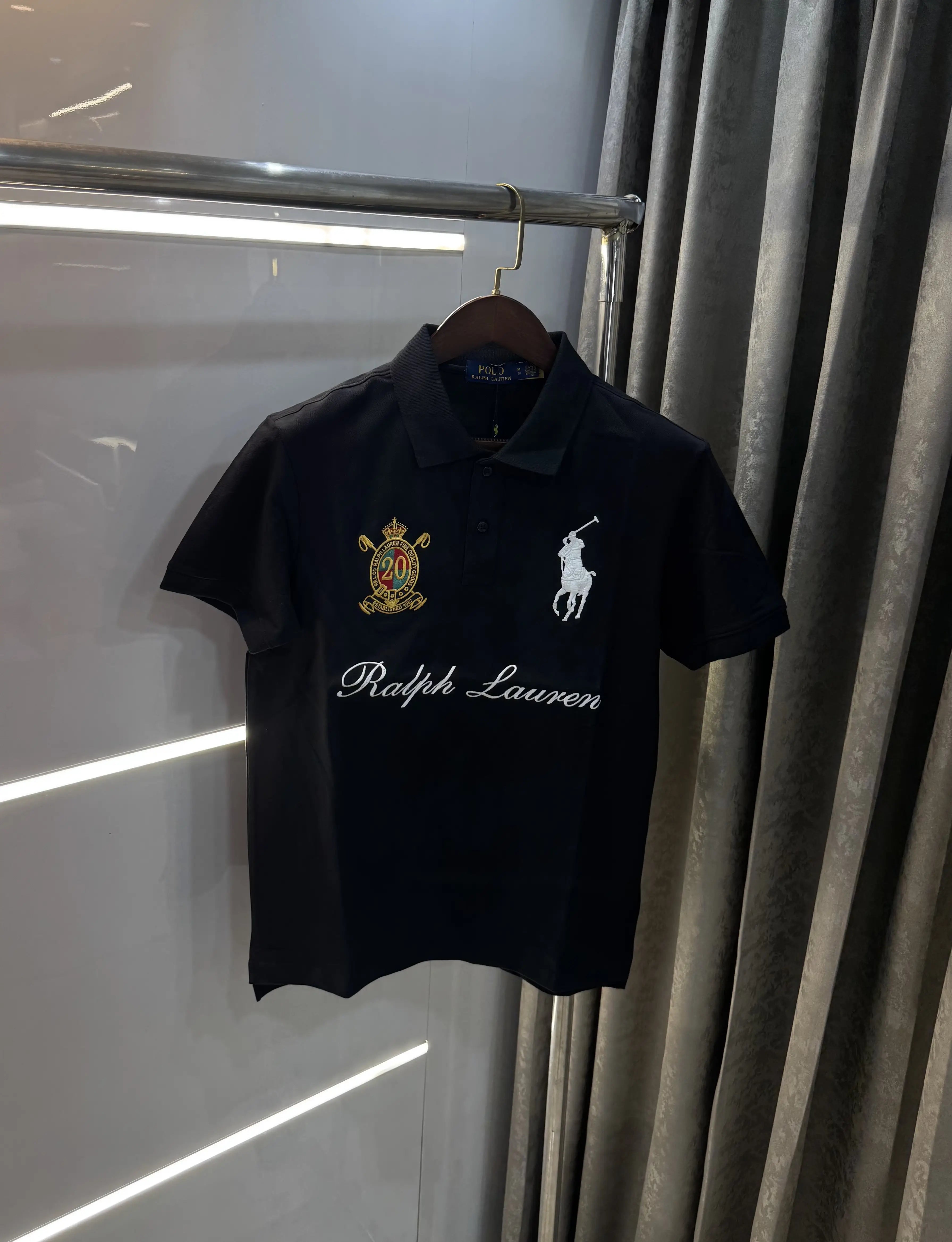 Ralph Lauren Black Logo Work Premium Polo T-shirt