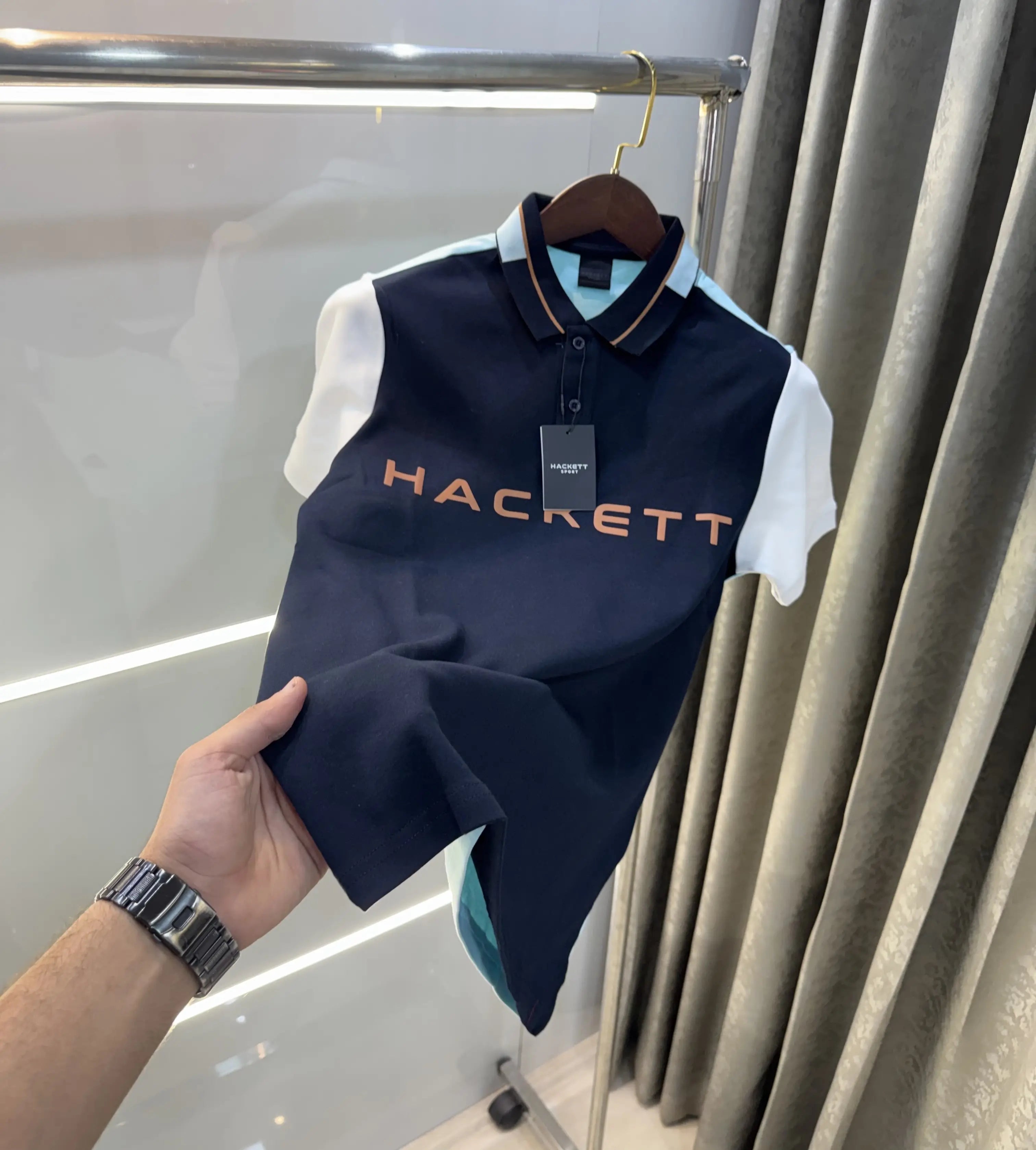 Hacket Navy Logo Work Premium Polo T-Shirt
