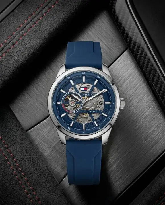 TOMMY HILFIGER AUTOMATIC SILVER BLUE SILICON Main image