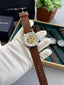 TOMMY HILFIGER AUTOMATIC SILVER BROWN LEATHER
