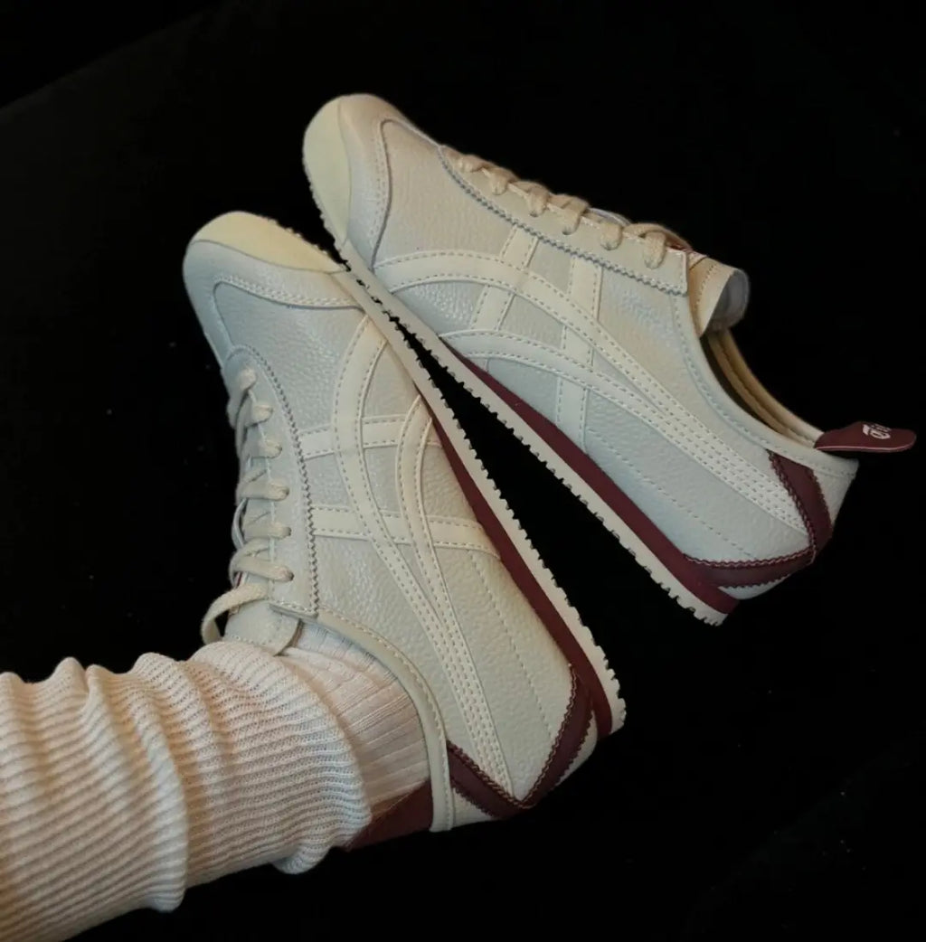 Onitsuka Tiger Mexico 66 White Burgundy Sneakers For Men