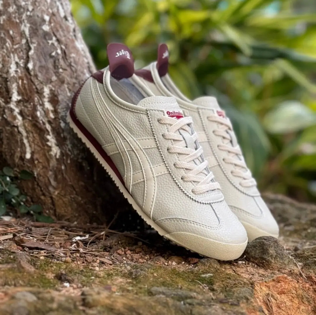 Onitsuka Tiger Mexico 66 White Burgundy Sneakers For Men