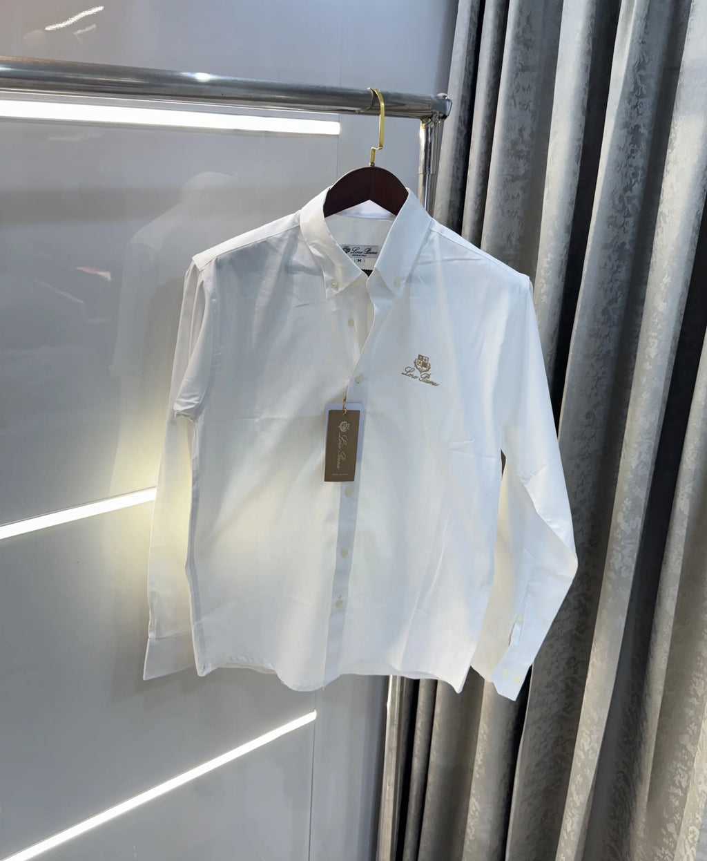 Loro Piana White Embroidery Logo Premium Shirt