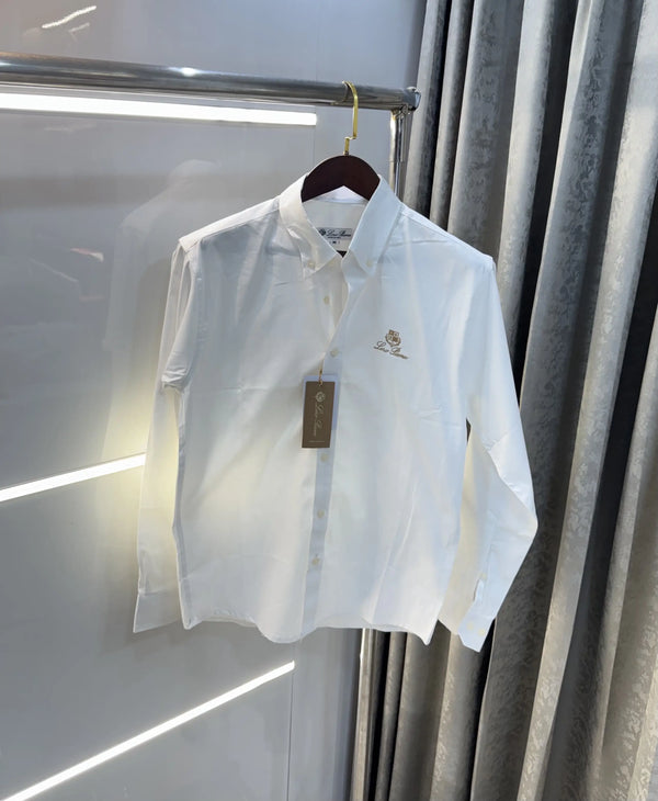 Loro Piana White Embroidery Logo Premium Shirt