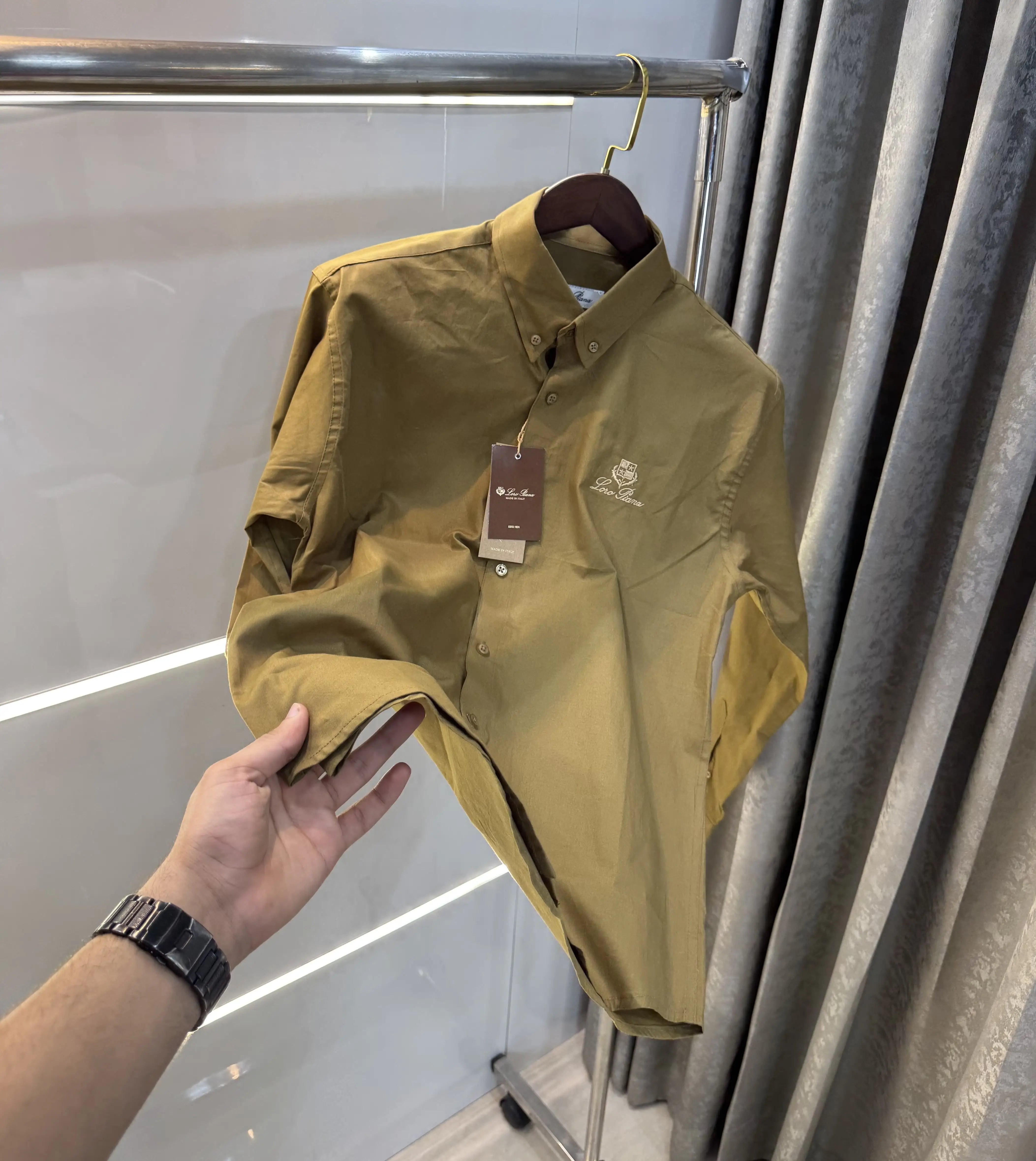 Loro Piana Olive Embroidery Logo Premium Shirt Main image