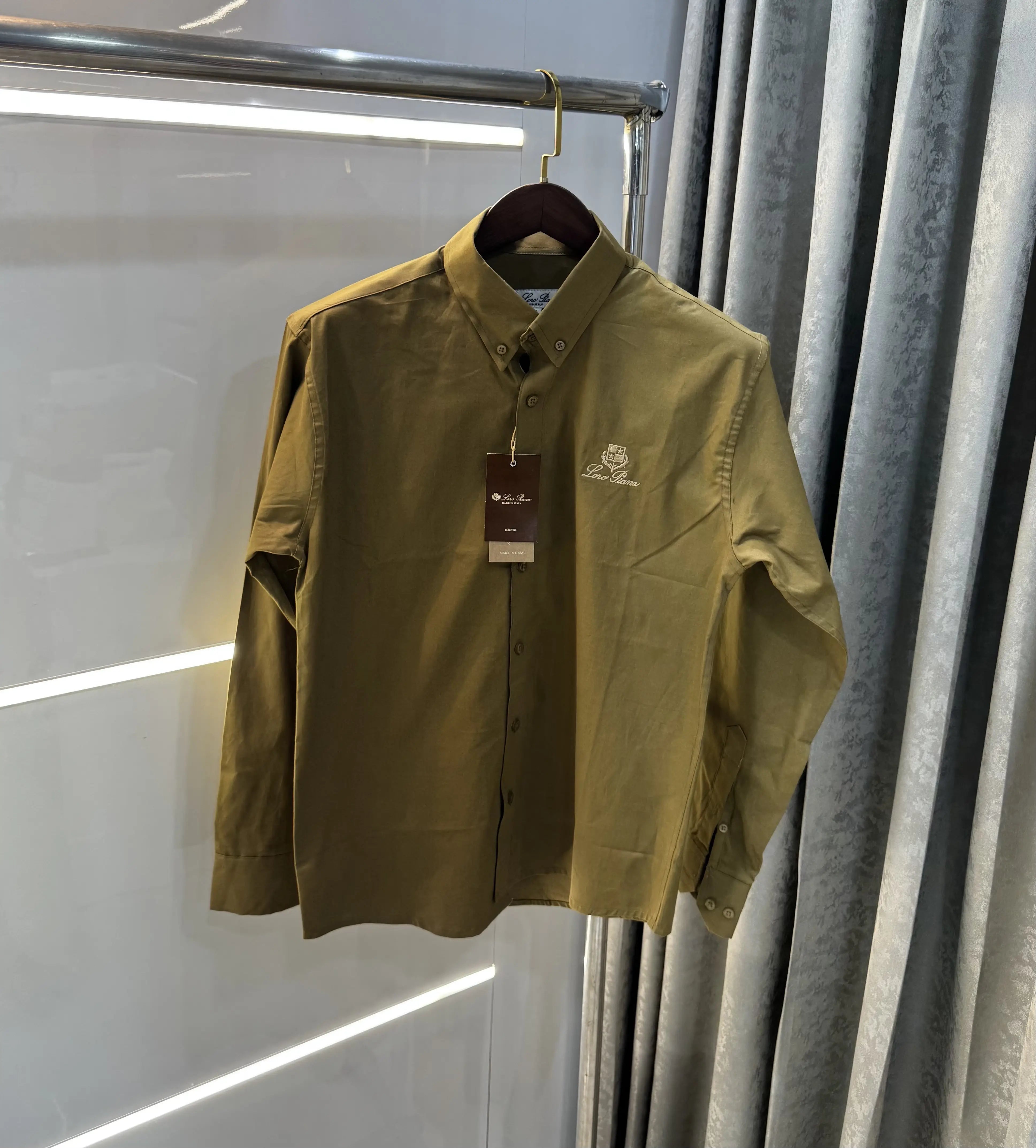 Loro Piana Olive Embroidery Logo Premium Shirt Secondary image