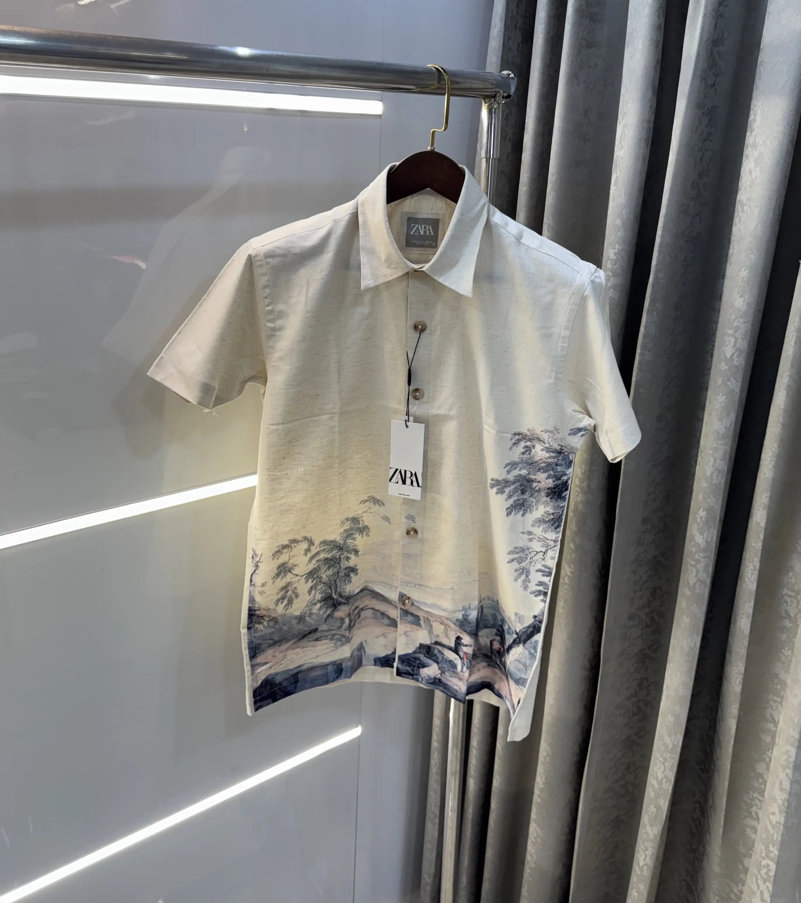 Zara Beige Blue 11 Premium Linen Shirt Secondary image