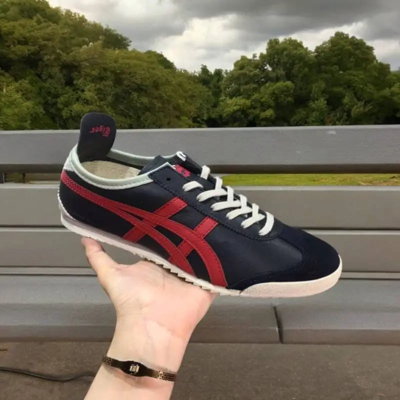 Onitsuk_a Tiger Mexico 66 Deluxe Dark Blue Red Mens 7A Premium Leather (D-1660 P-1)