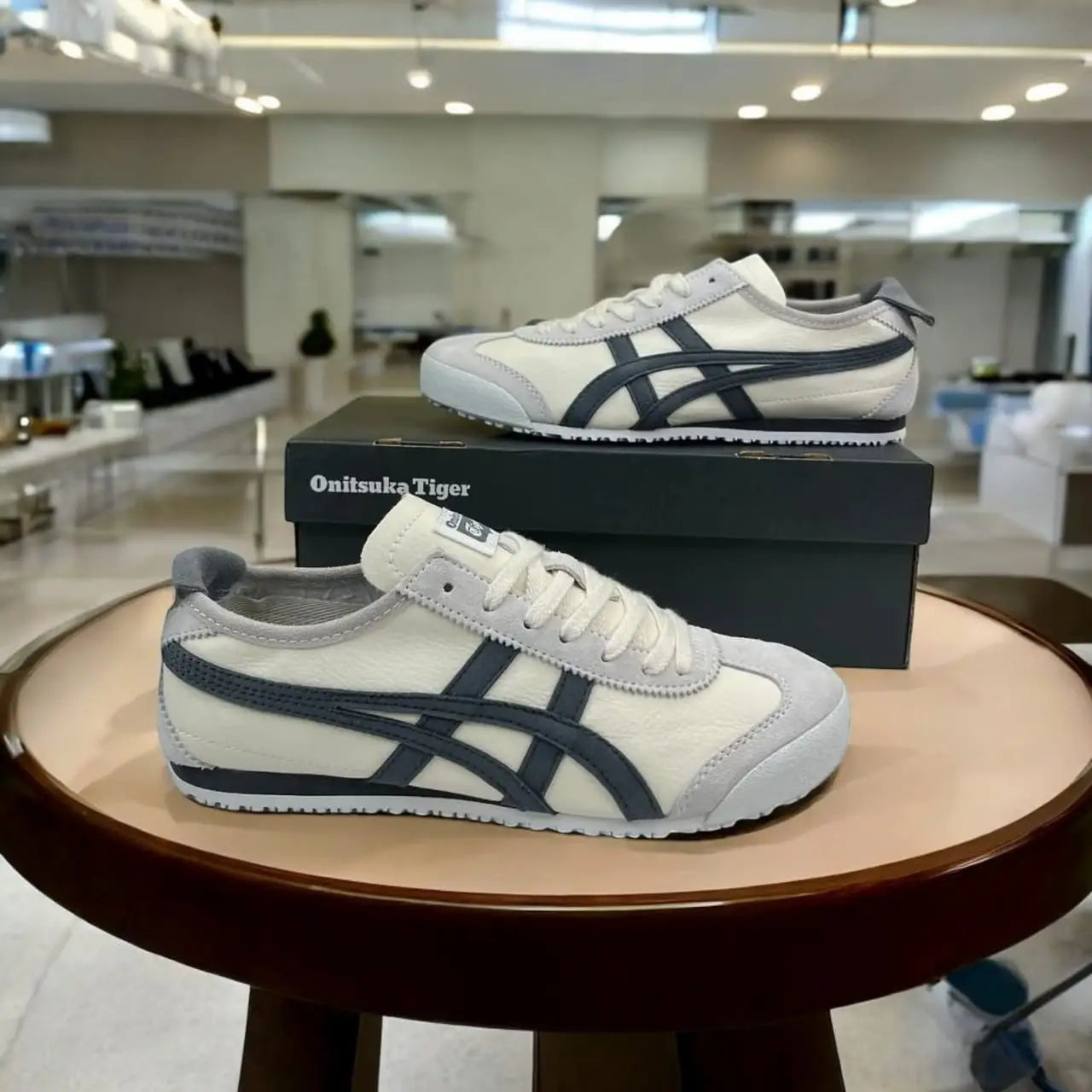 Onitsuk_a Tiger Mexico 66 Beige Navy  Mens 7A Premium Sneakers D-1763