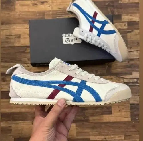 Onitsuka Tiger Mexico 66 White Blue Red Girls 7A Premium First Copy D-1838