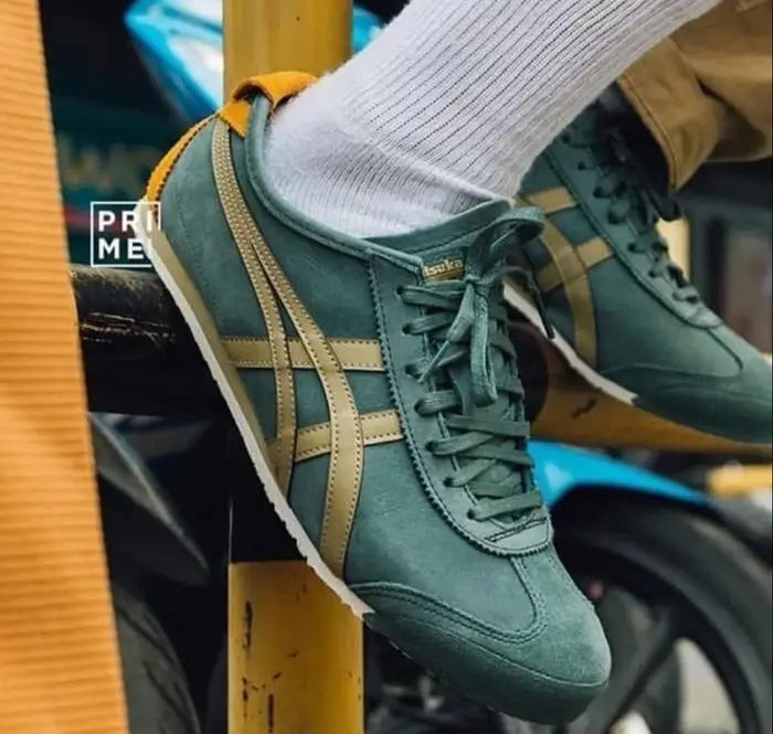 Onitsuk_a Tiger Mexico 66 Green Safari Khaki  Mens 7A Premium Quality D-2012